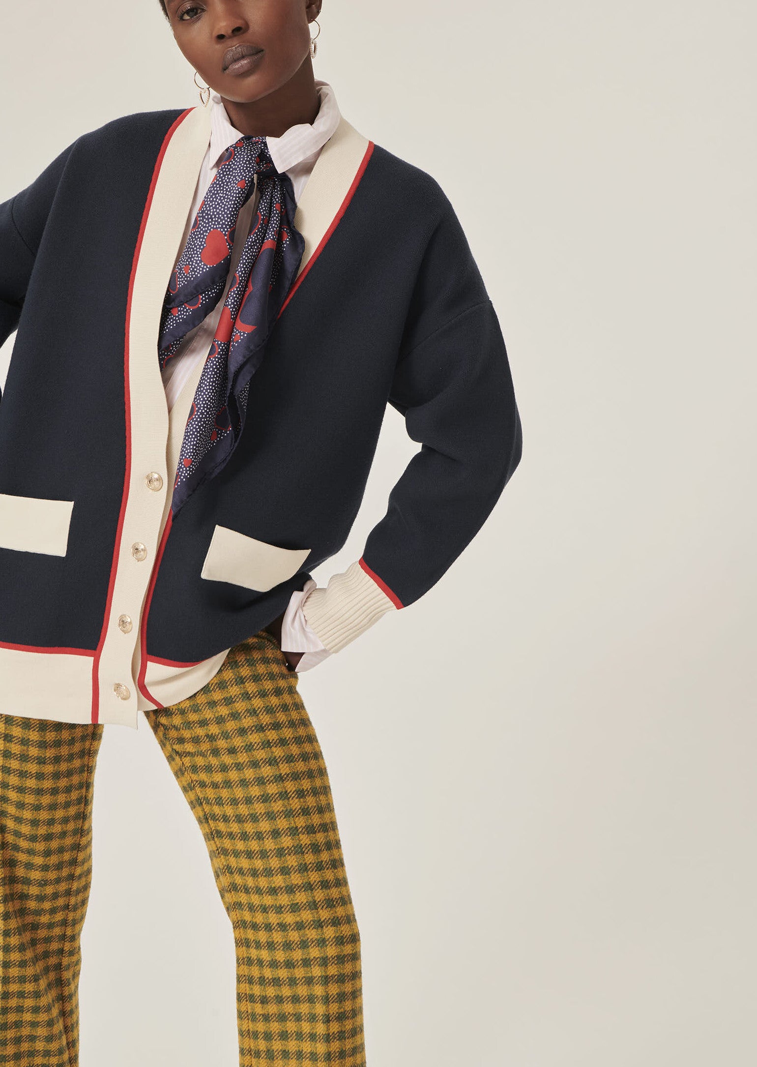 Gilet Graduate bleu marine en maille douce Faume - seconde main