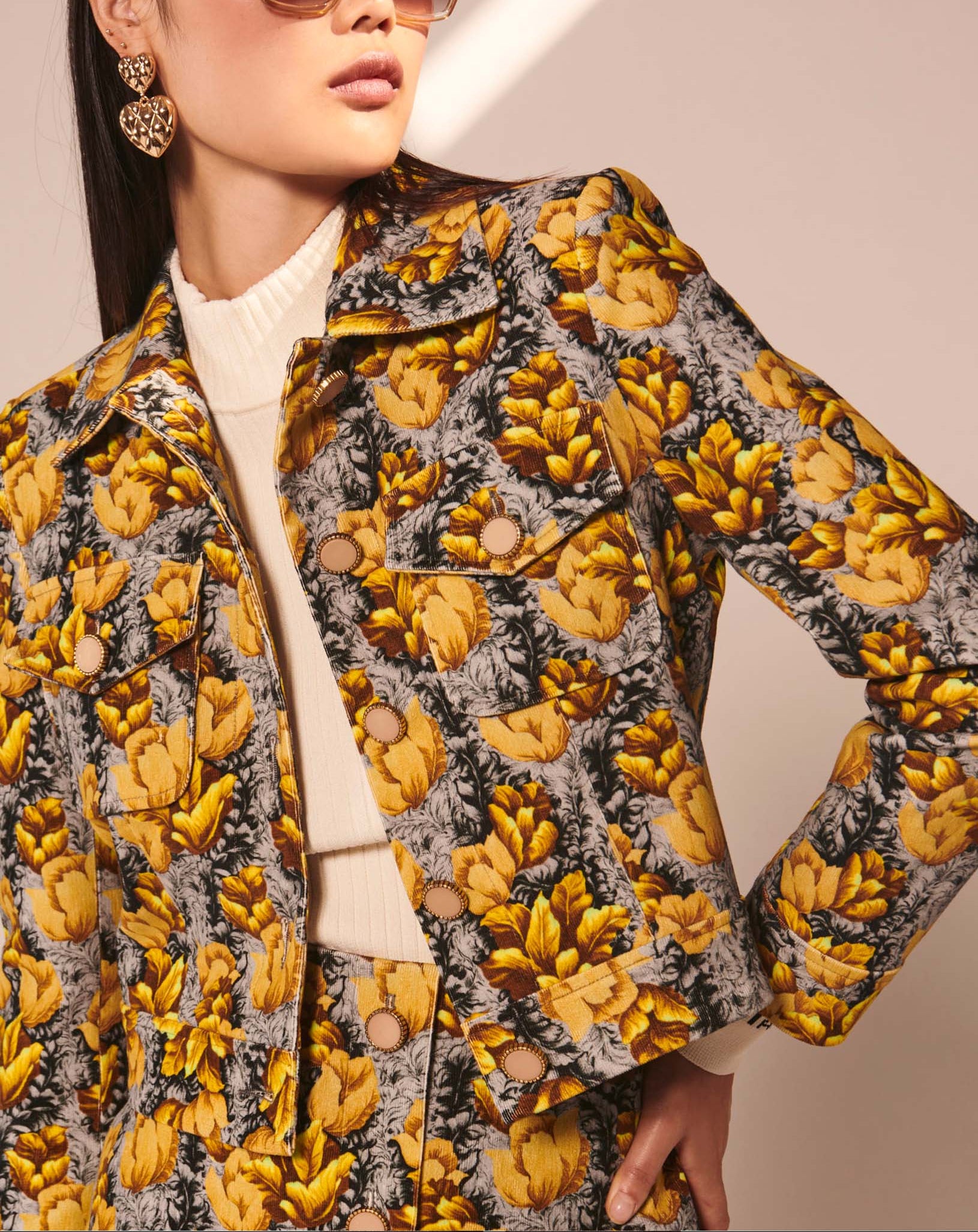 Veste Vascano grise imprimé à fleurs Faume - seconde main