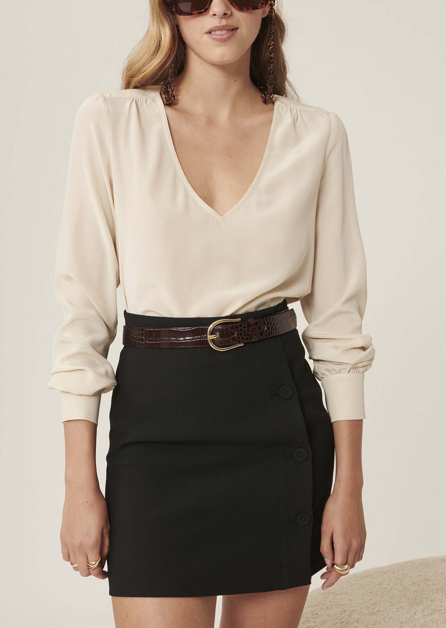 Blouse Tabene écrue en crêpe de chine Faume - seconde main