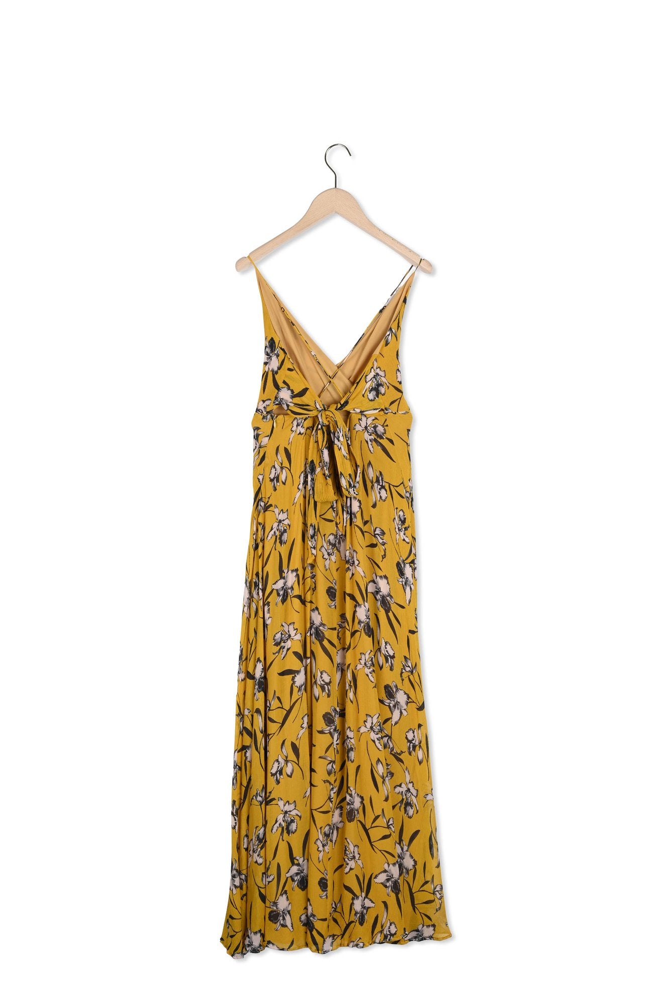 Robe Rivelyne jaune imprimé fleuri noir Faume - seconde main