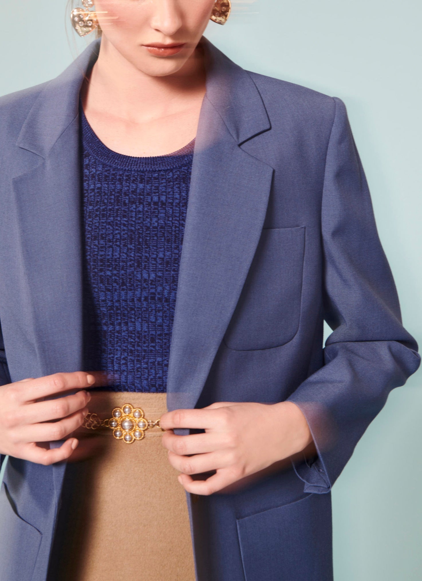 Débardeur Posh bleu chiné côtelé Faume - seconde main