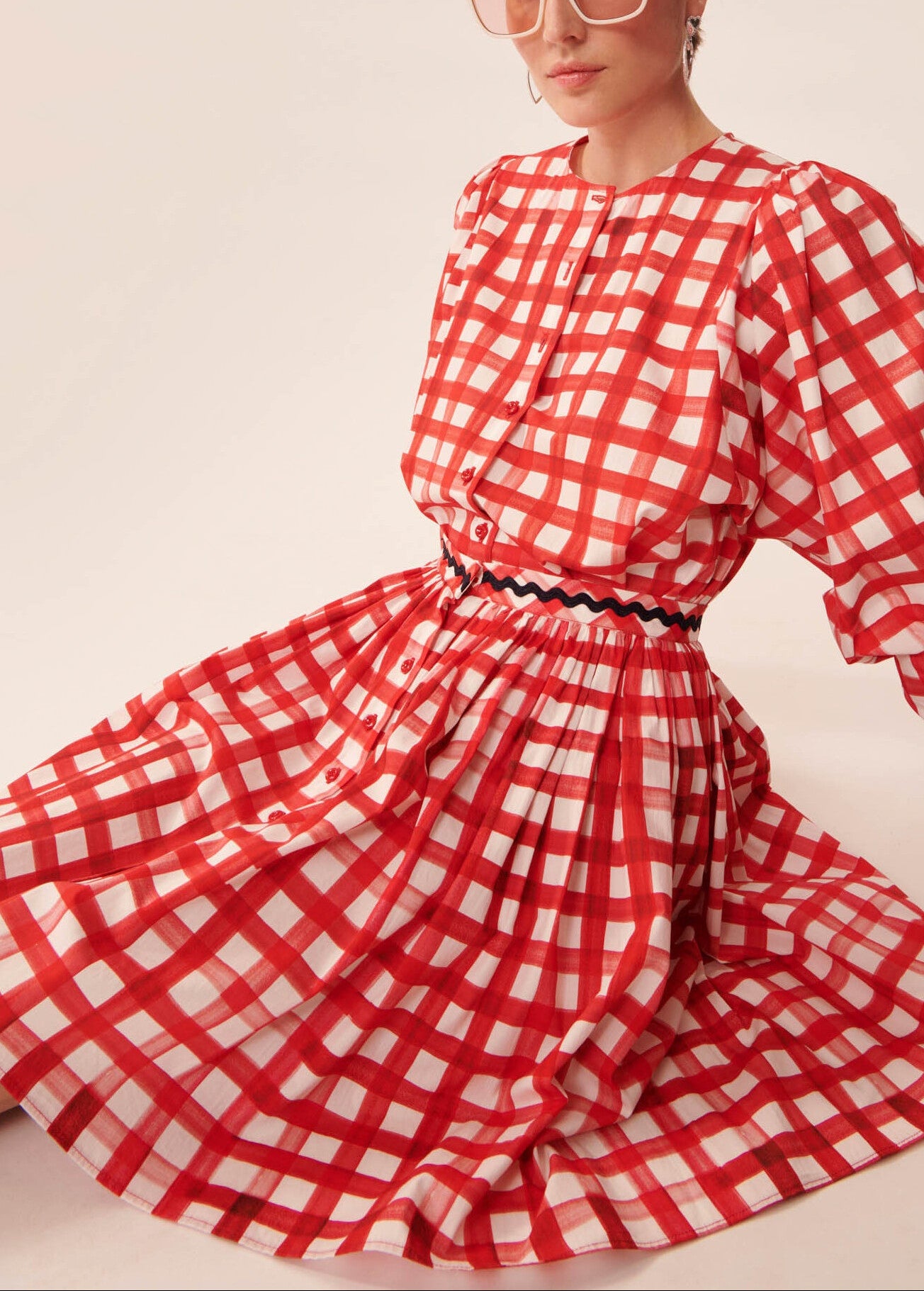 Jupe Joilita vichy rouge en popeline Faume - seconde main