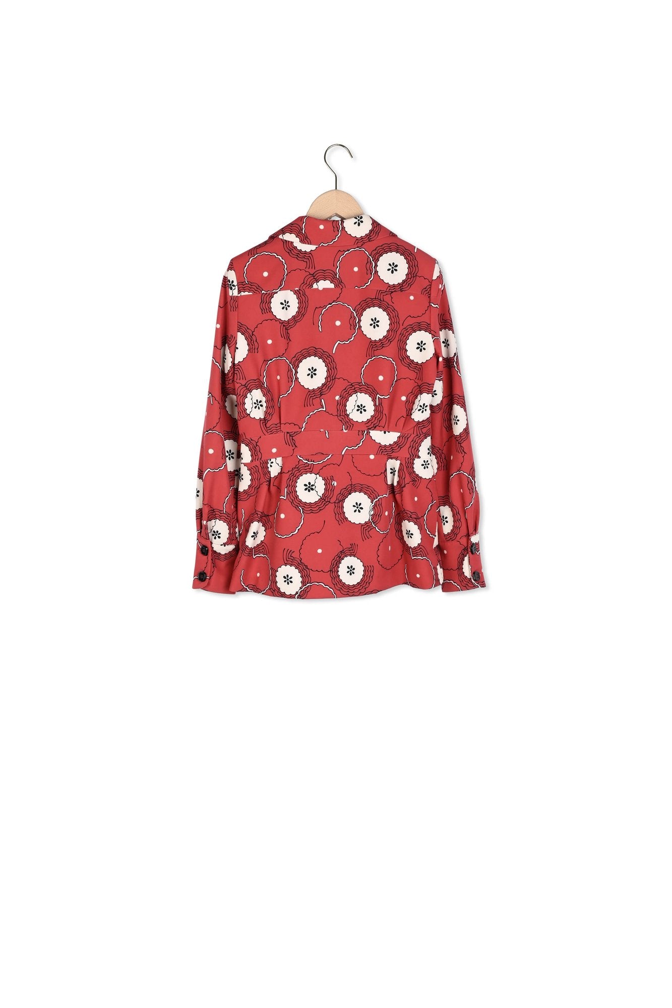 Veste Voguer rouge imprimé fleurs 70's Faume - seconde main