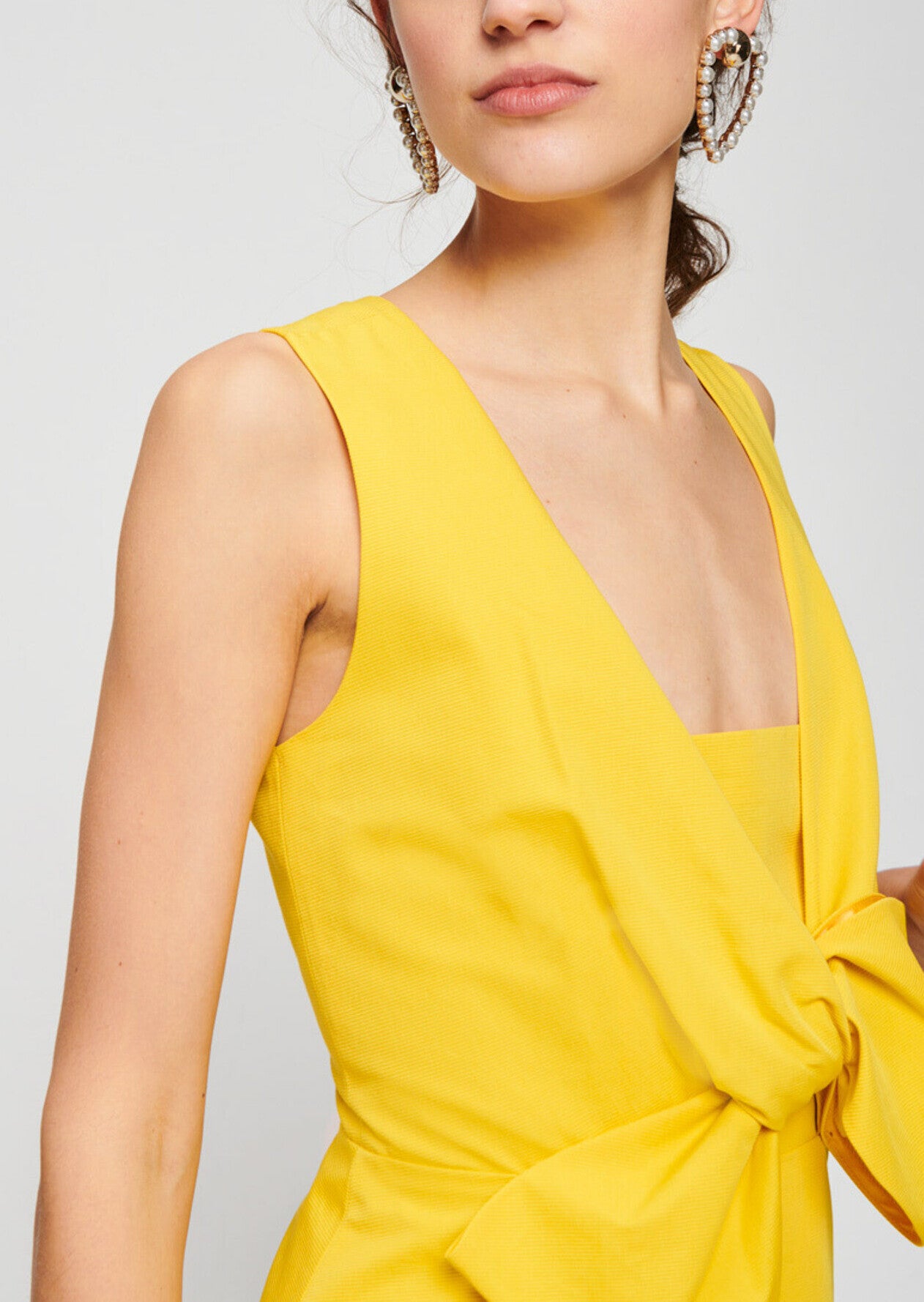 Robe safran en ottoman avec détail noeud Faume - seconde main