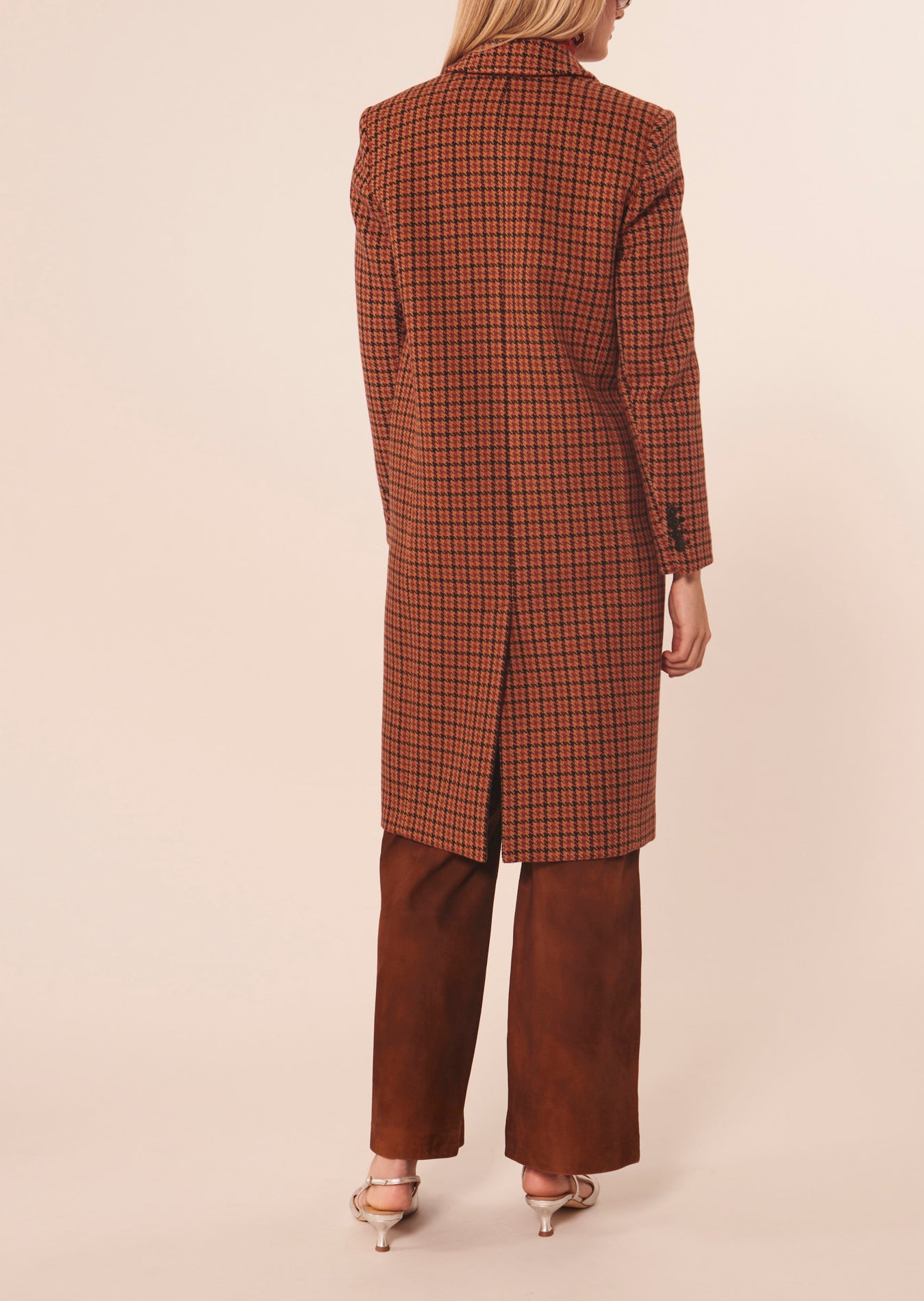 Manteau Marcus marron imprimé pied de poule Faume - seconde main