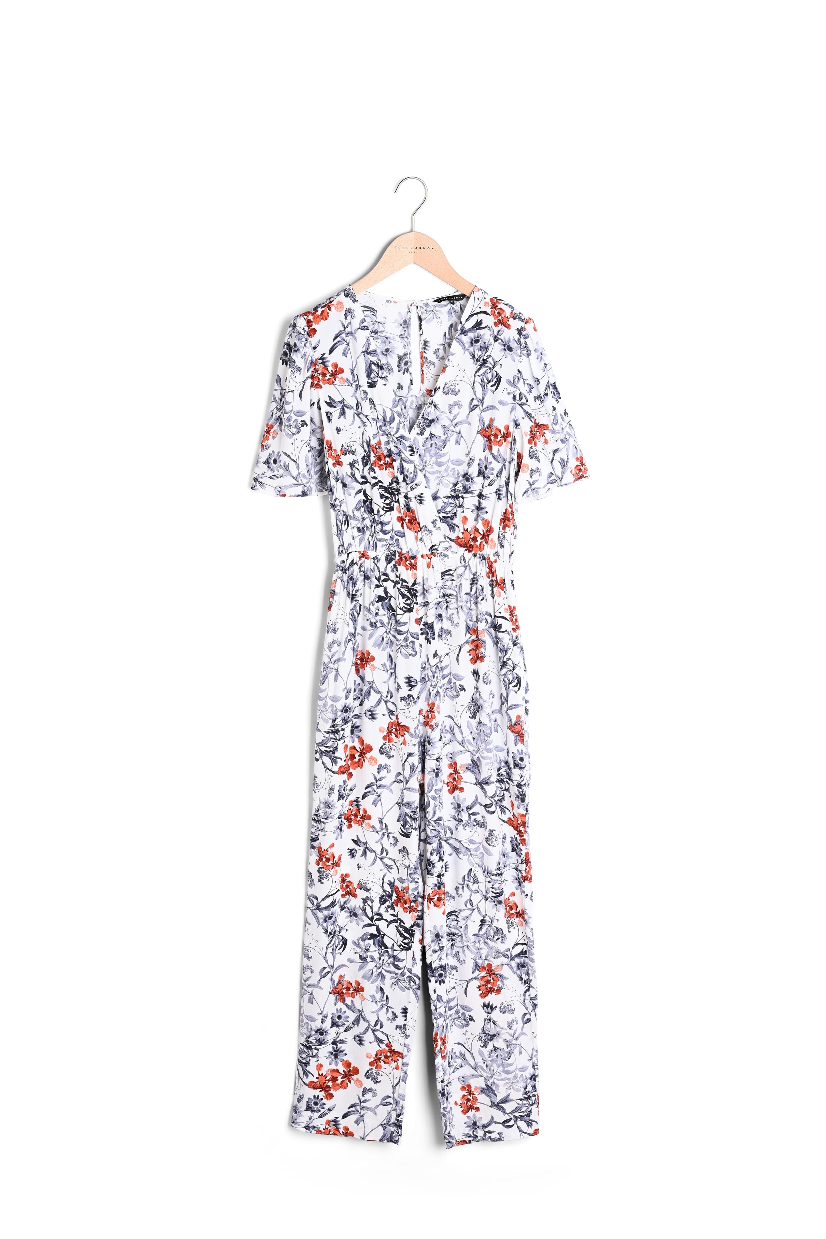 Combinaison décolleté cache-coeur Paulia en viscose imprimé fleurs japonaises Faume - seconde main