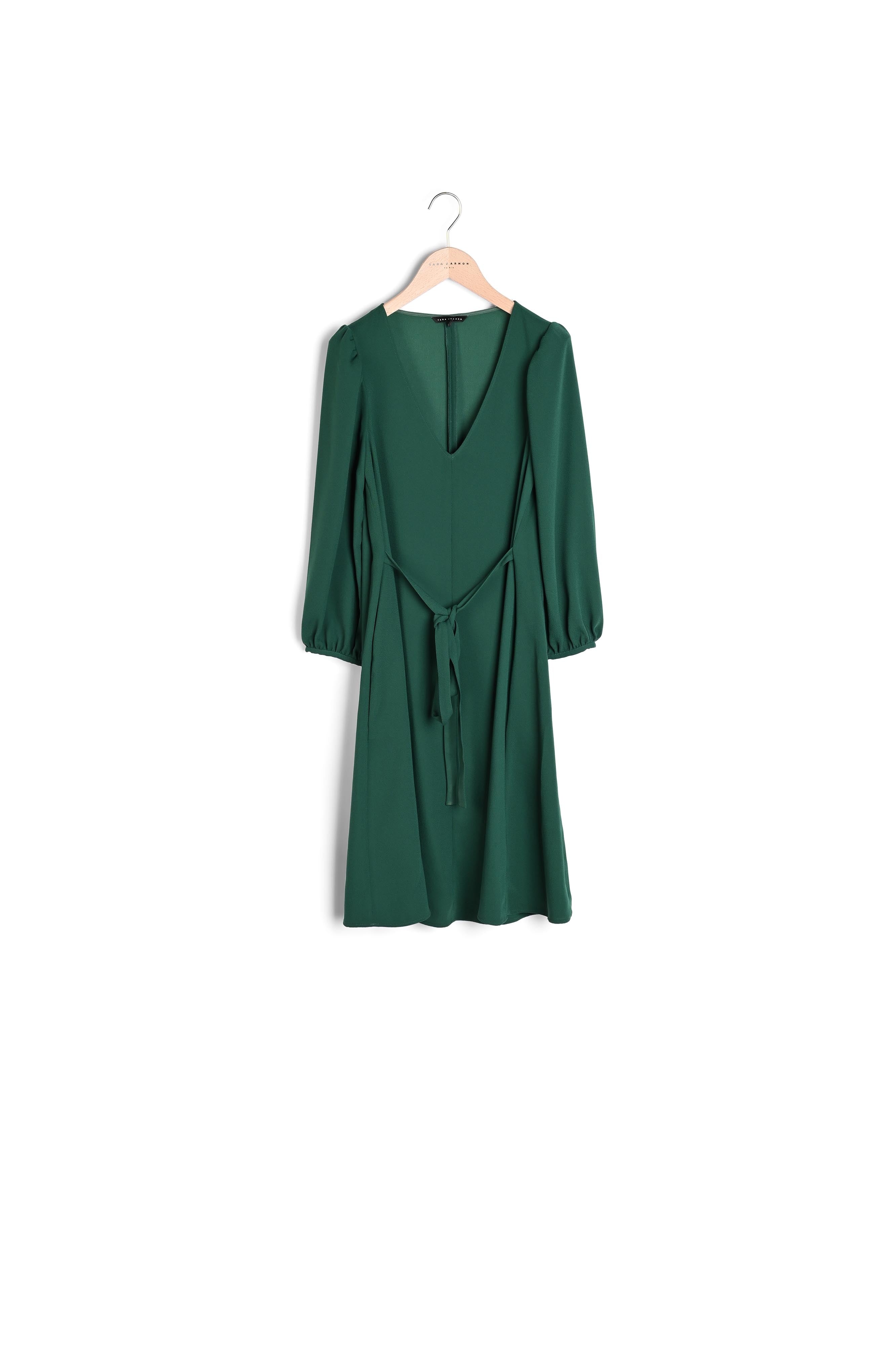 Robe Raama mi-longue émeraude en crêpe mat Faume - seconde main