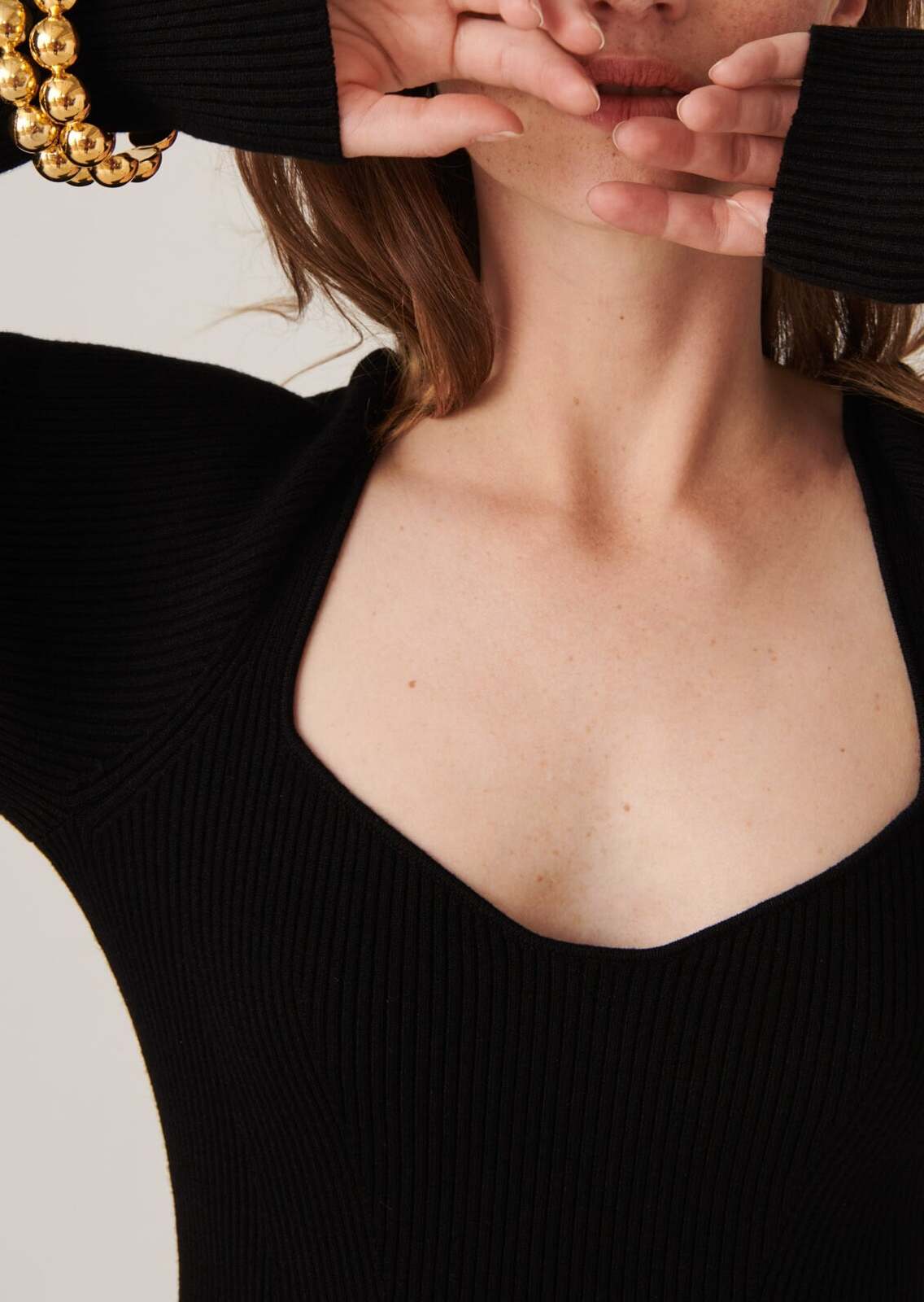 Robe en maille Nelina en viscose côtelée noire Faume - seconde main