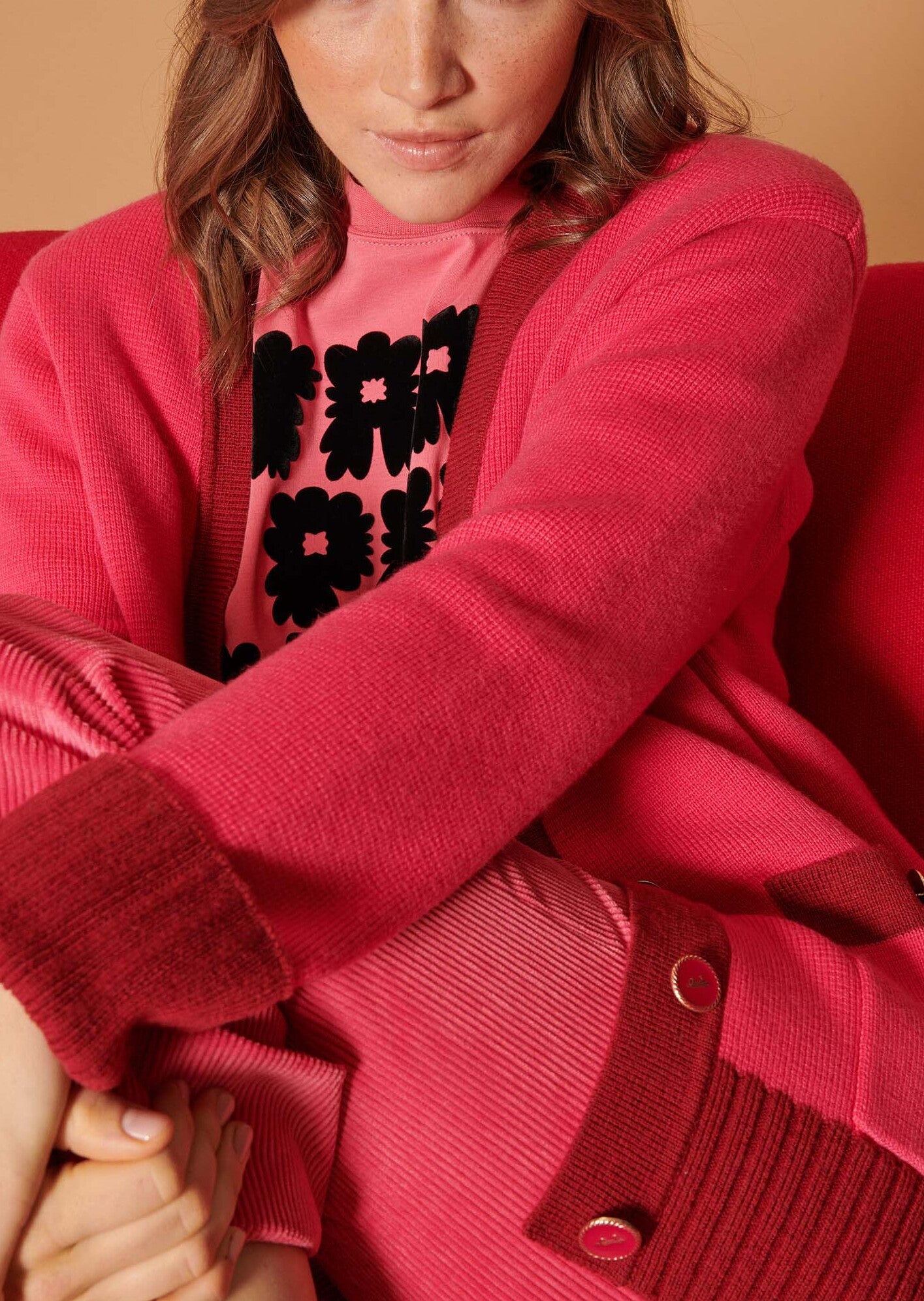 Gilet Gia rose en laine Faume - seconde main