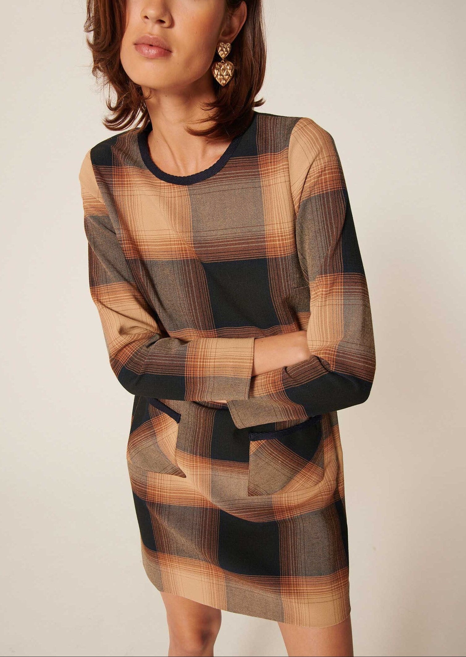 Robe Raijan camel en tartan Faume - seconde main