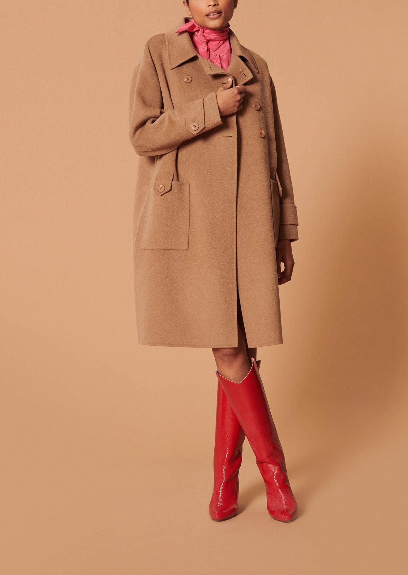 Manteau Maeline camel en laine double face Faume - seconde main