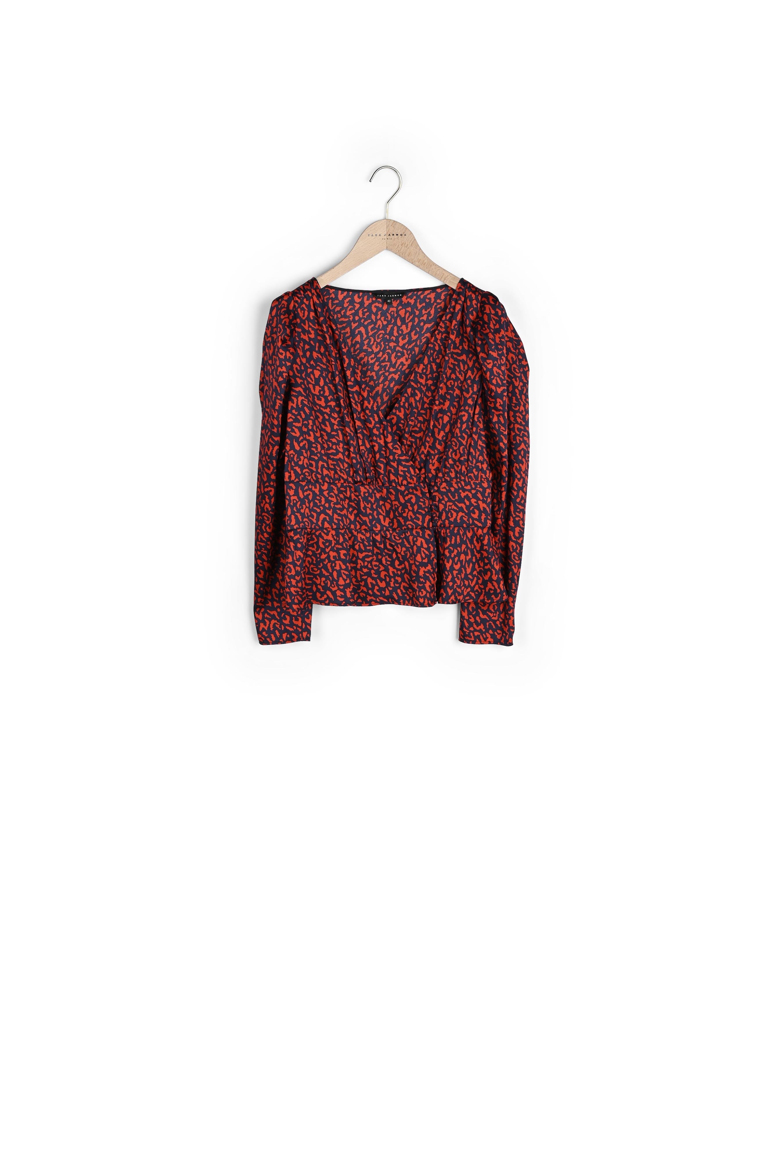 Top Tanais bleu nuit imprimé animal en twill Faume - seconde main