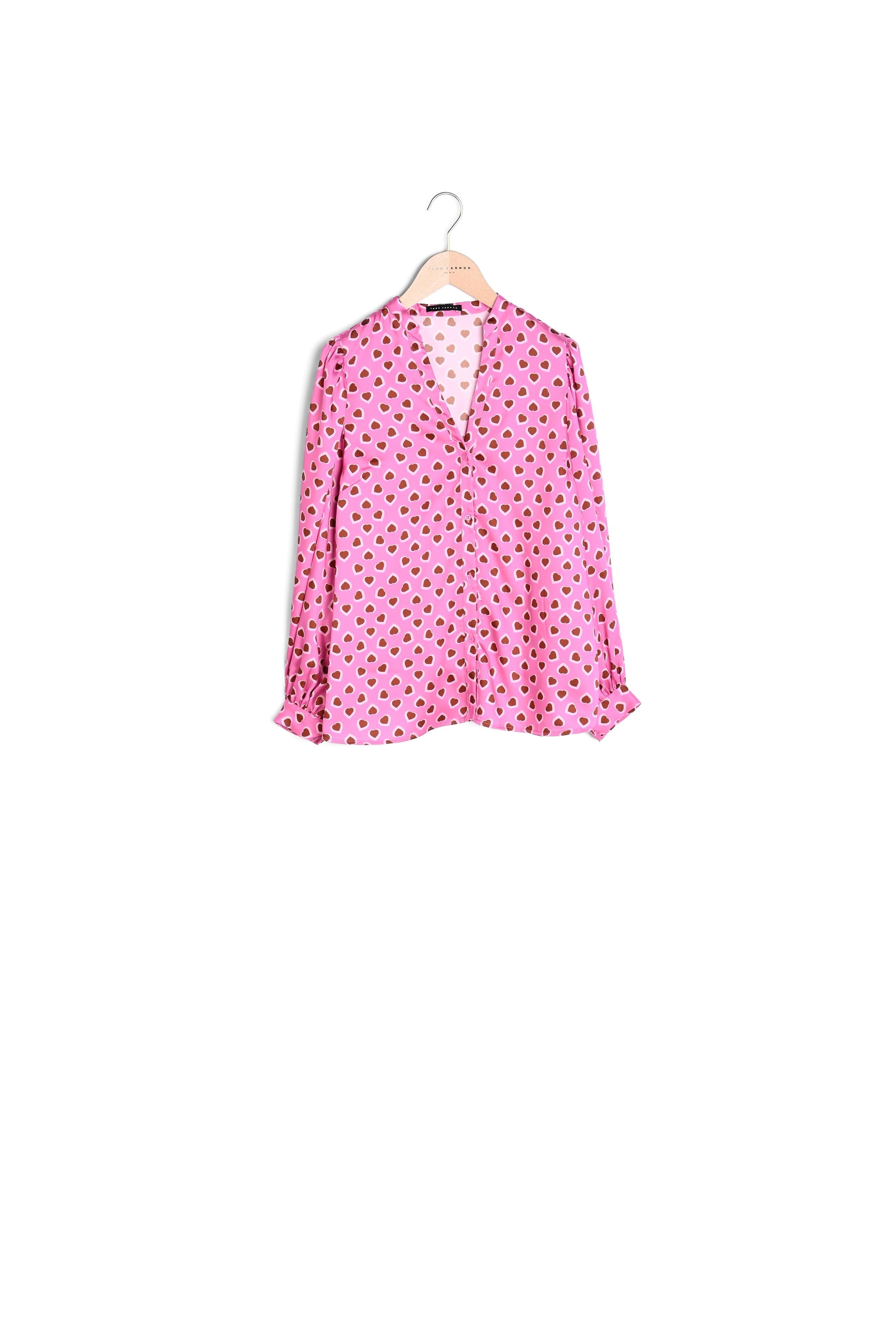 Chemise Claire rose imprimé coeurs Faume - seconde main
