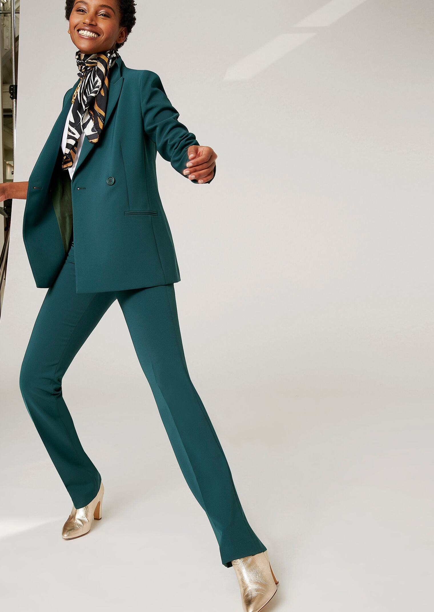 Pantalon Paiva en tailleur stretch vert bouteille Faume - seconde main