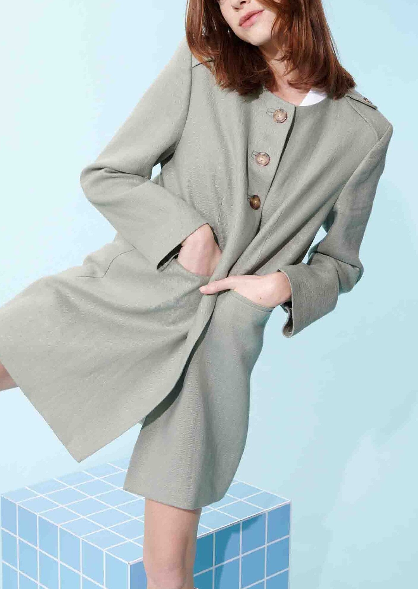 Manteau Martina vert pâle en lin Faume - seconde main