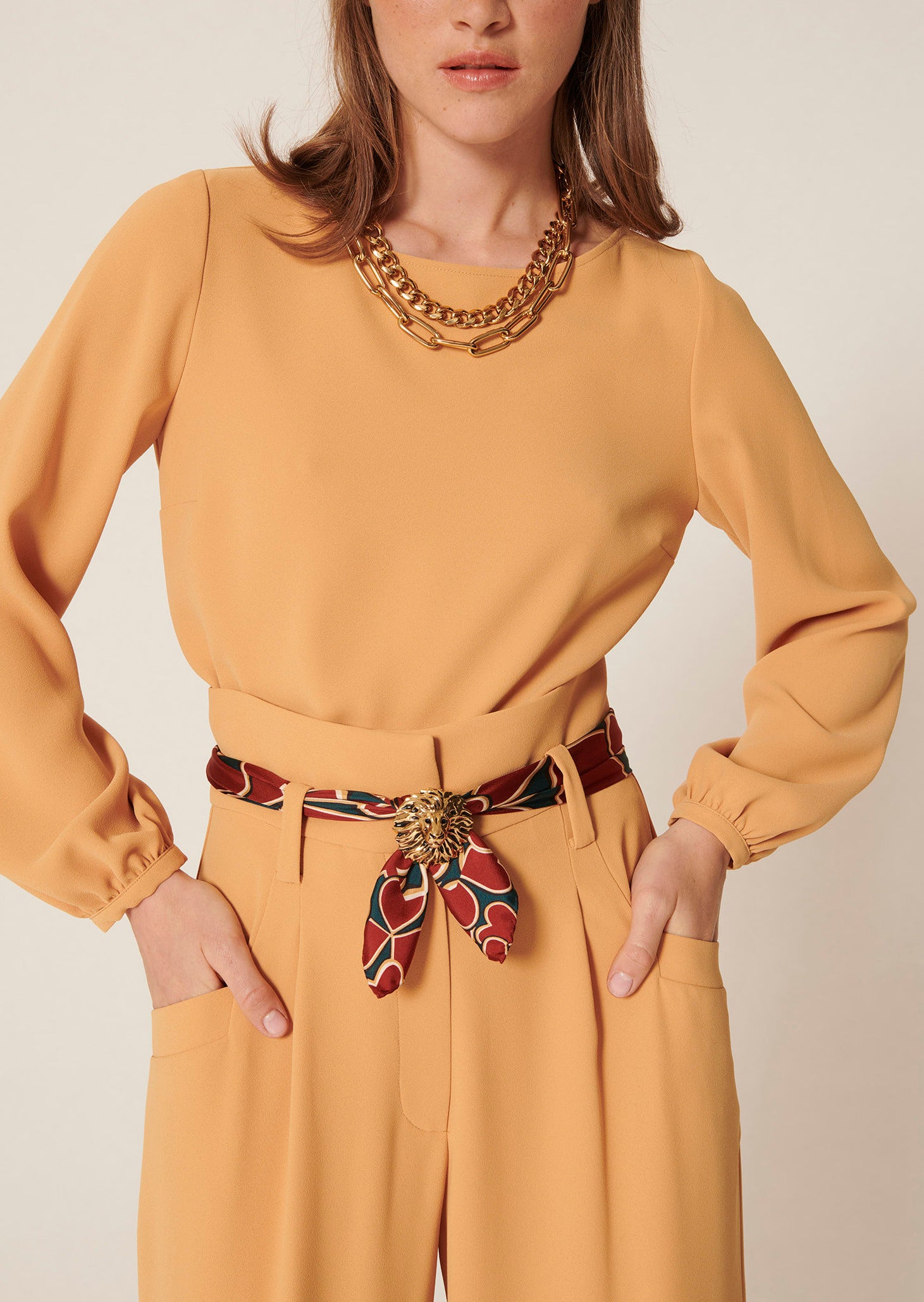 Top Tabecca beige en crêpe Faume - seconde main