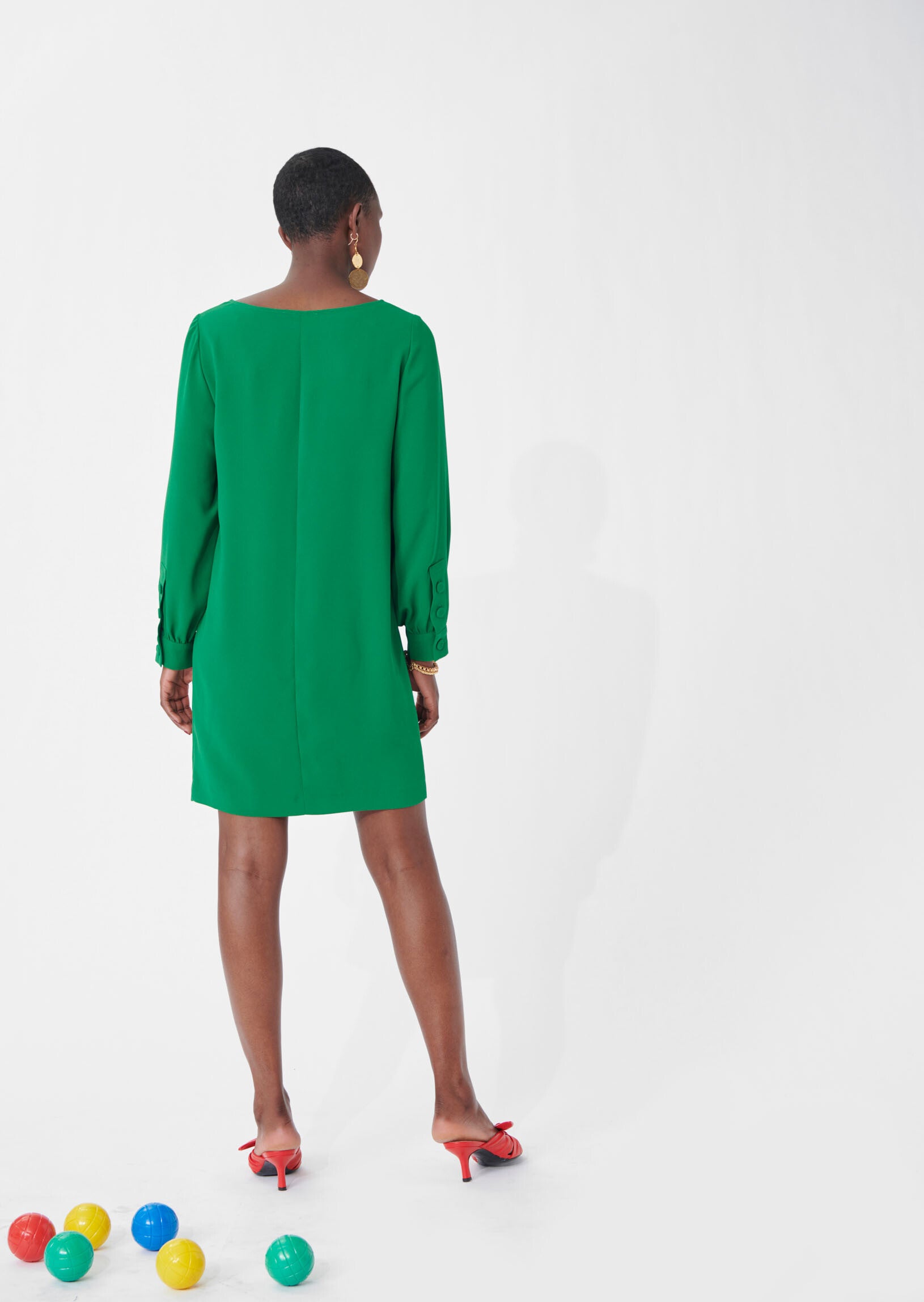 Robe Robina verte en crêpe Faume - seconde main