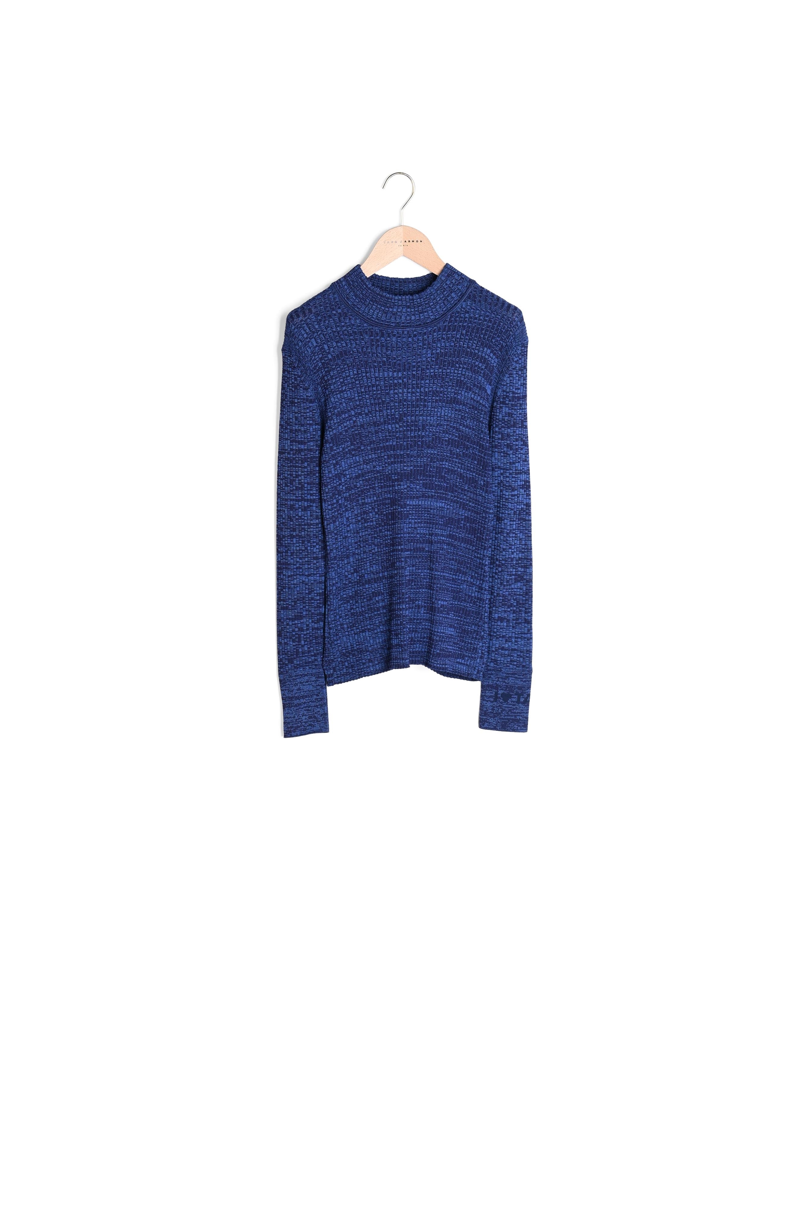 Pull Prudie bleu chiné côtelé Faume - seconde main