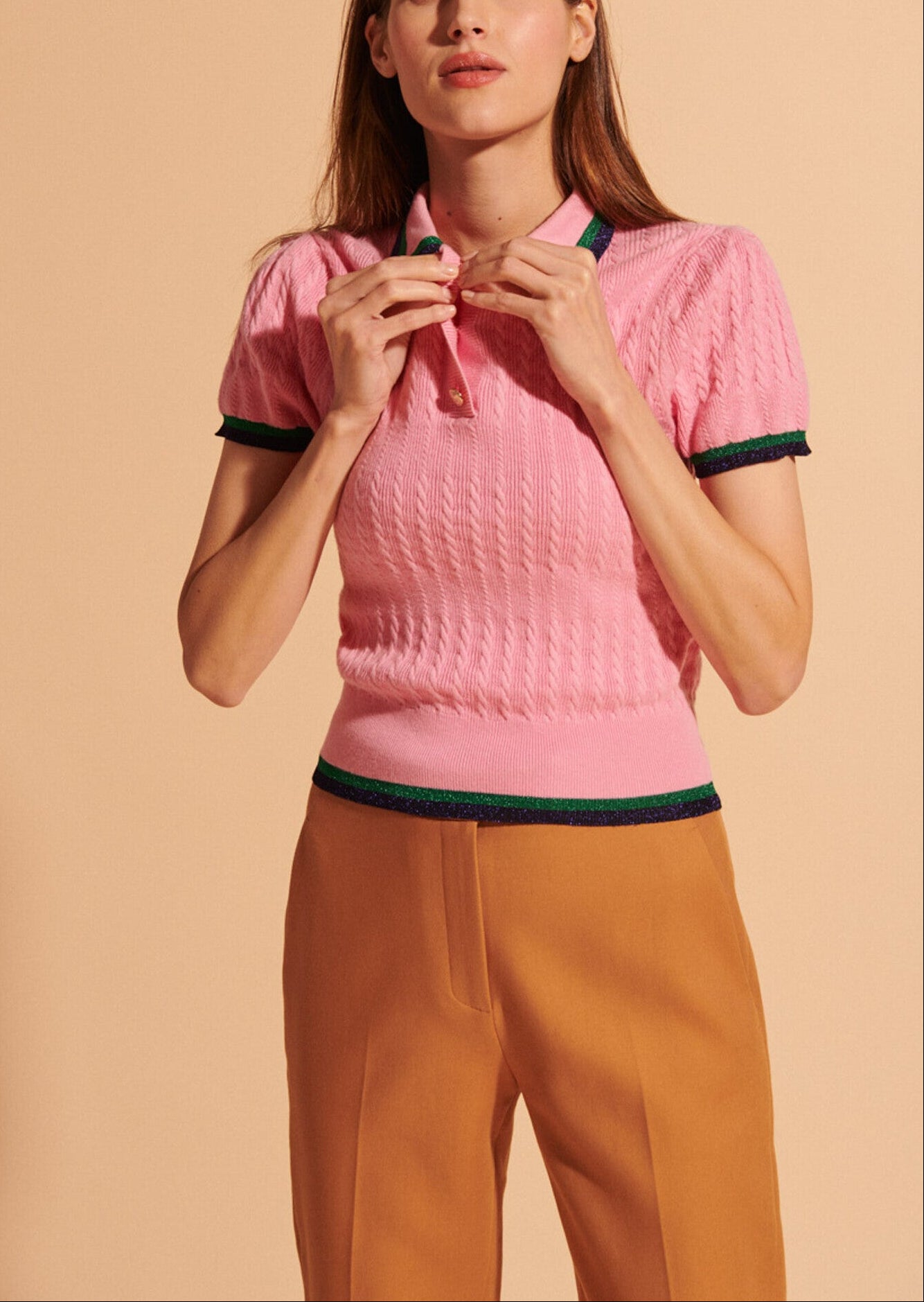 Pantalon cigarette Primerose camel en twill de coton Faume - seconde main