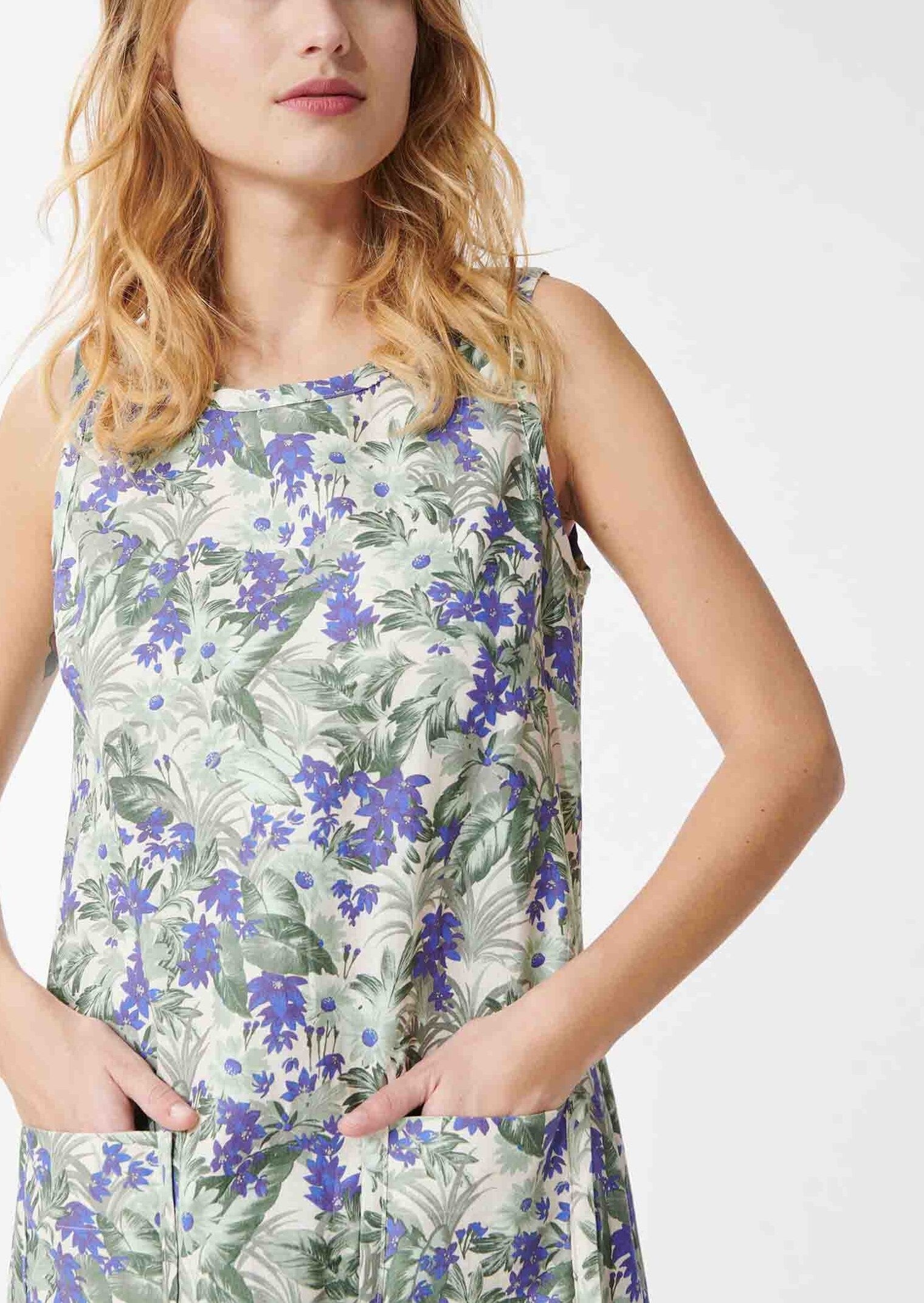 Robe Rippi écrue imprimé pampa et fleurs en lin Faume - seconde main