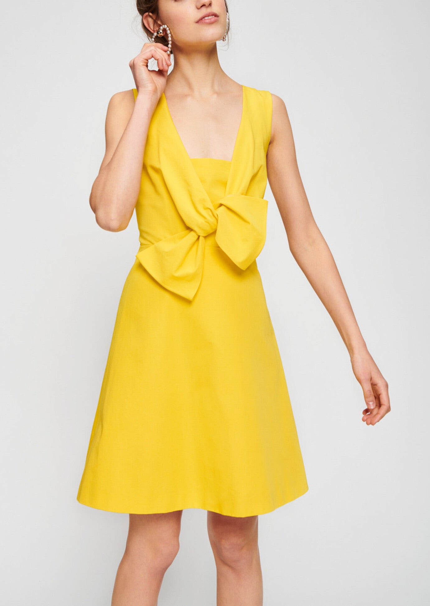 Robe safran en ottoman avec détail noeud Faume - seconde main