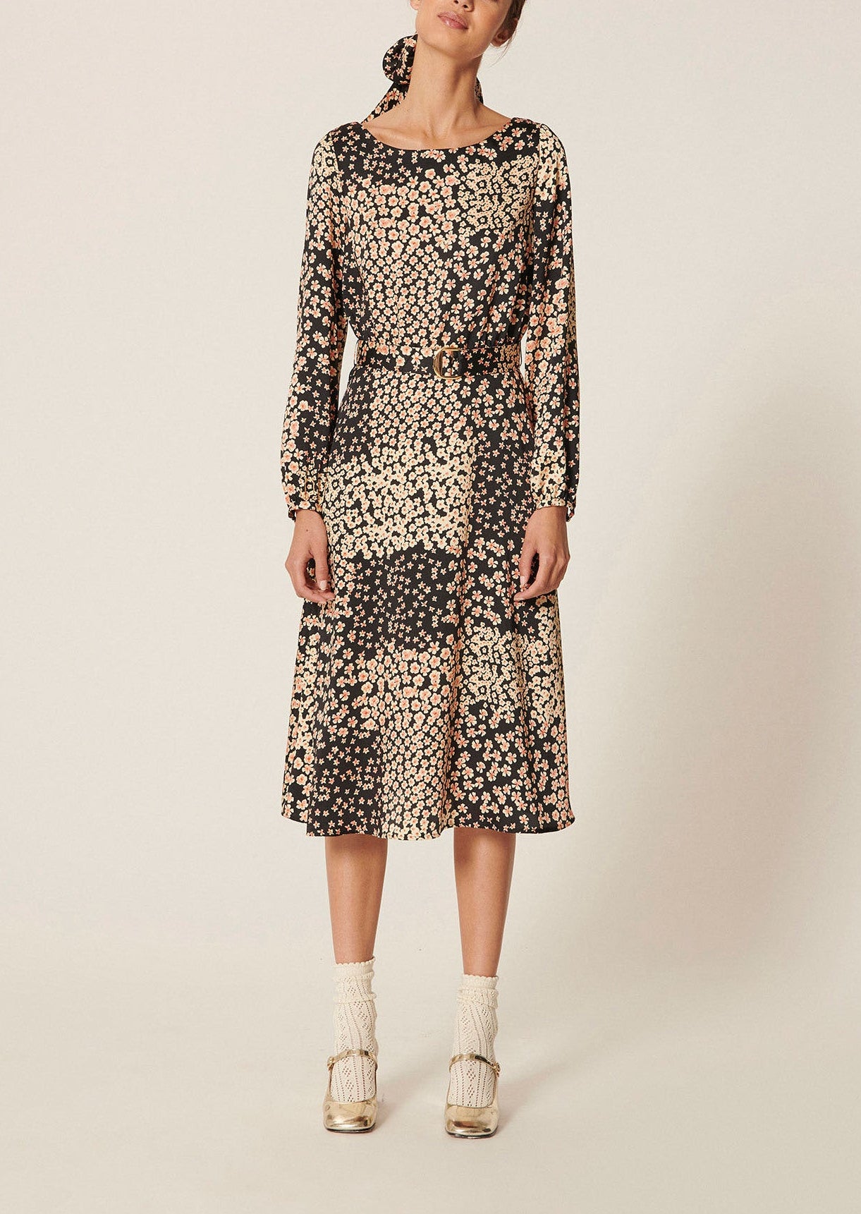 Robe Rillyta noire imprimé petites fleurs Faume - seconde main