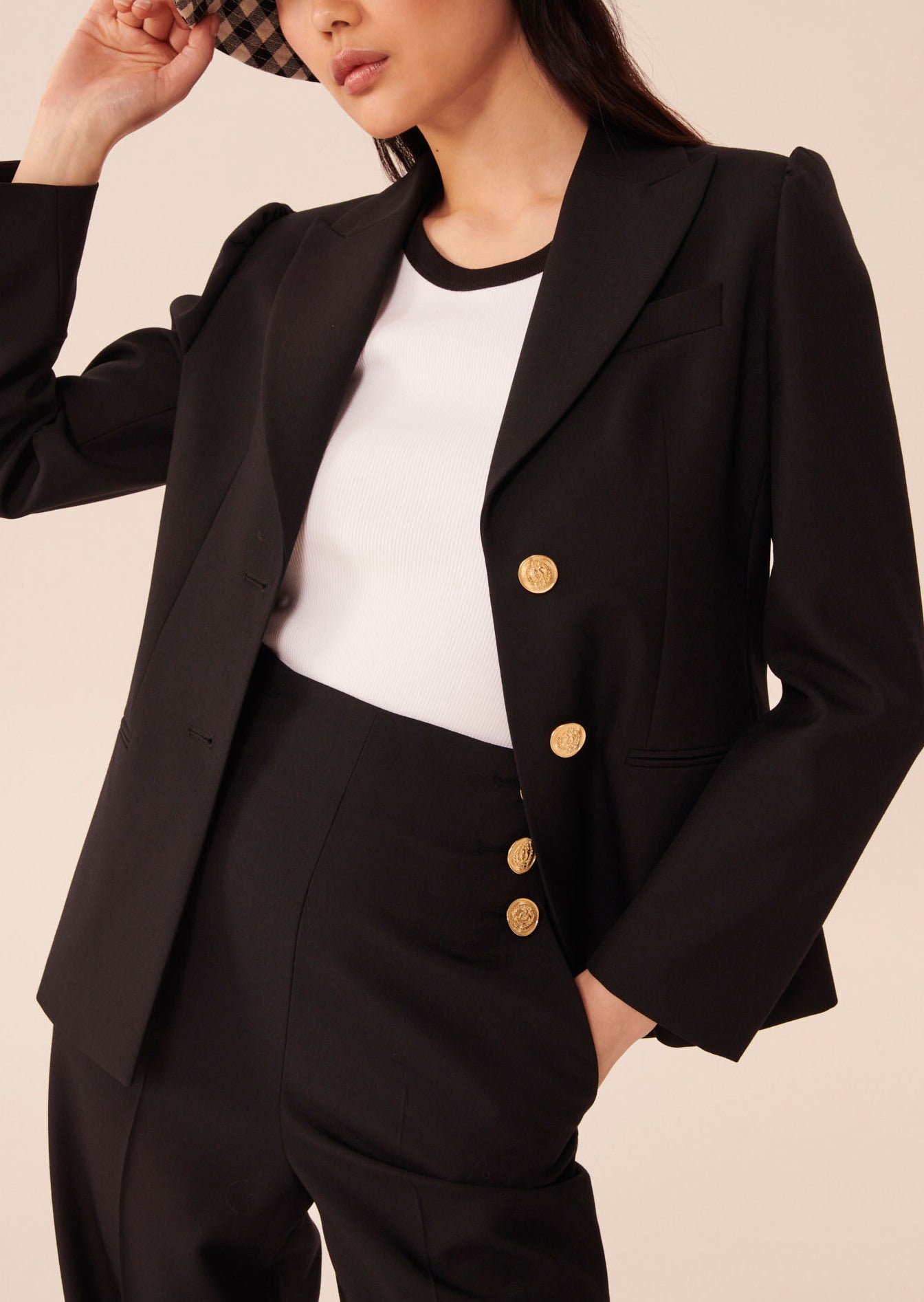 Veste Vitae noire en toile tailleur Faume - seconde main