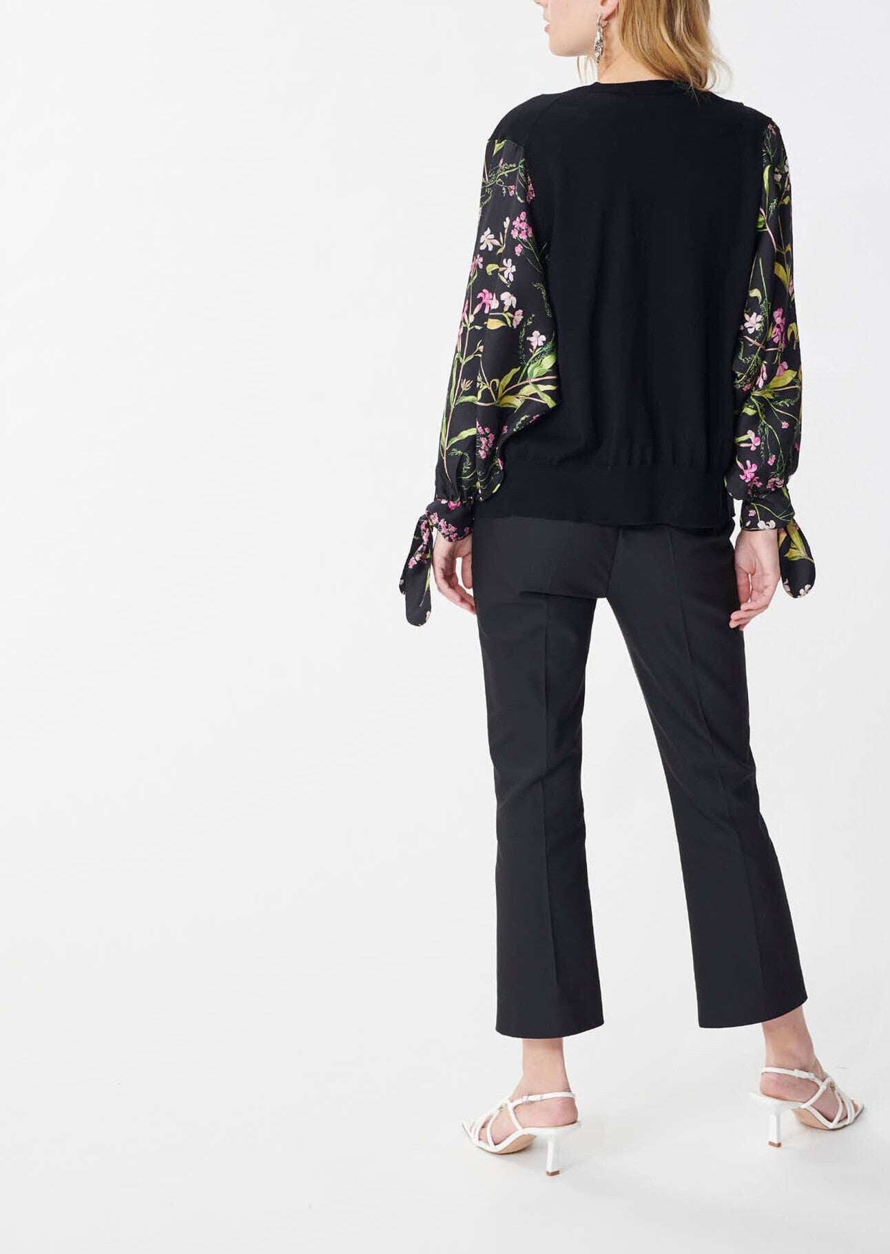 Gilet Granville noir extrafin imprimé fleuri en soie et coton Faume - seconde main