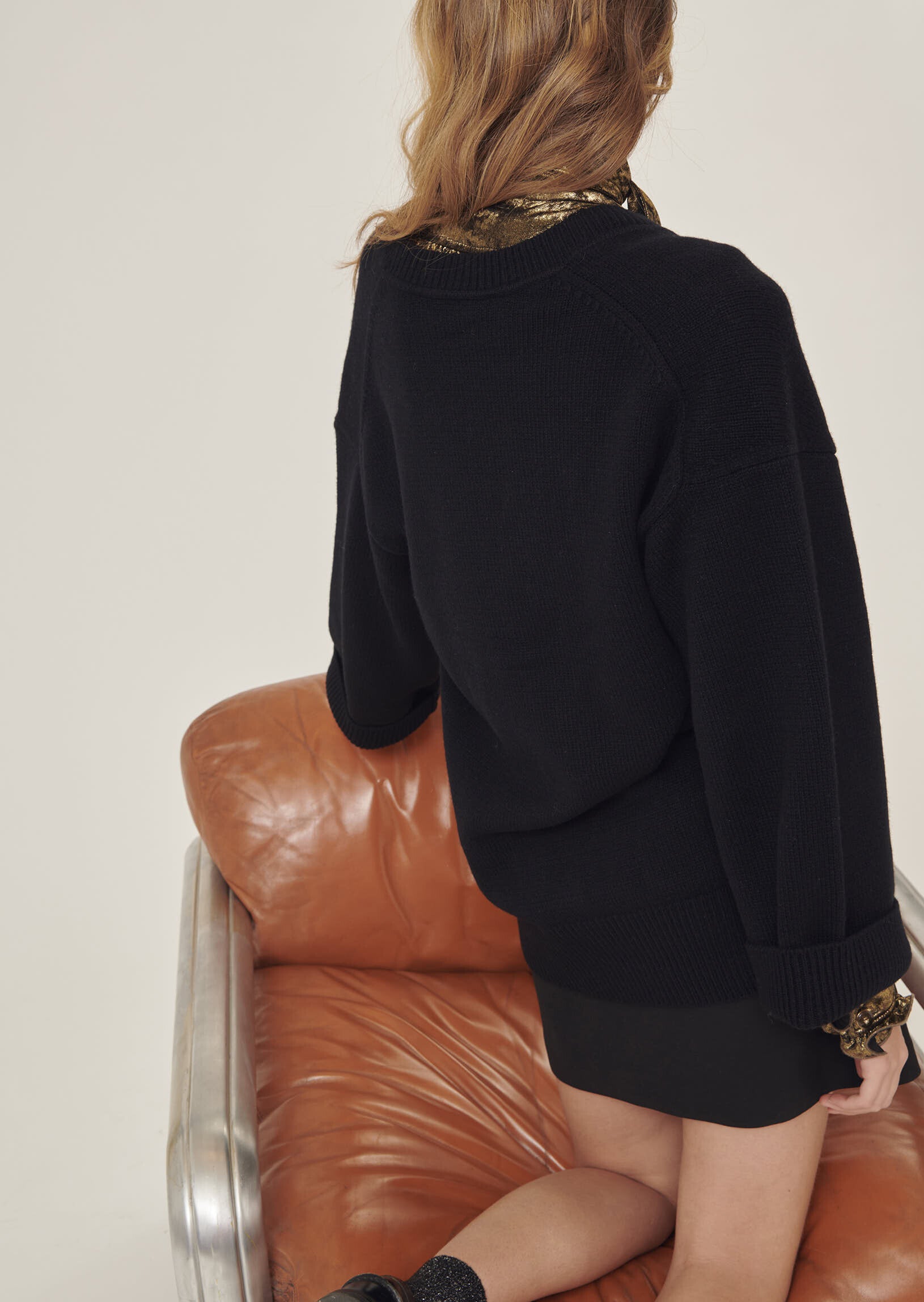 Gilet Ginger noir en maille identitaire Faume - seconde main