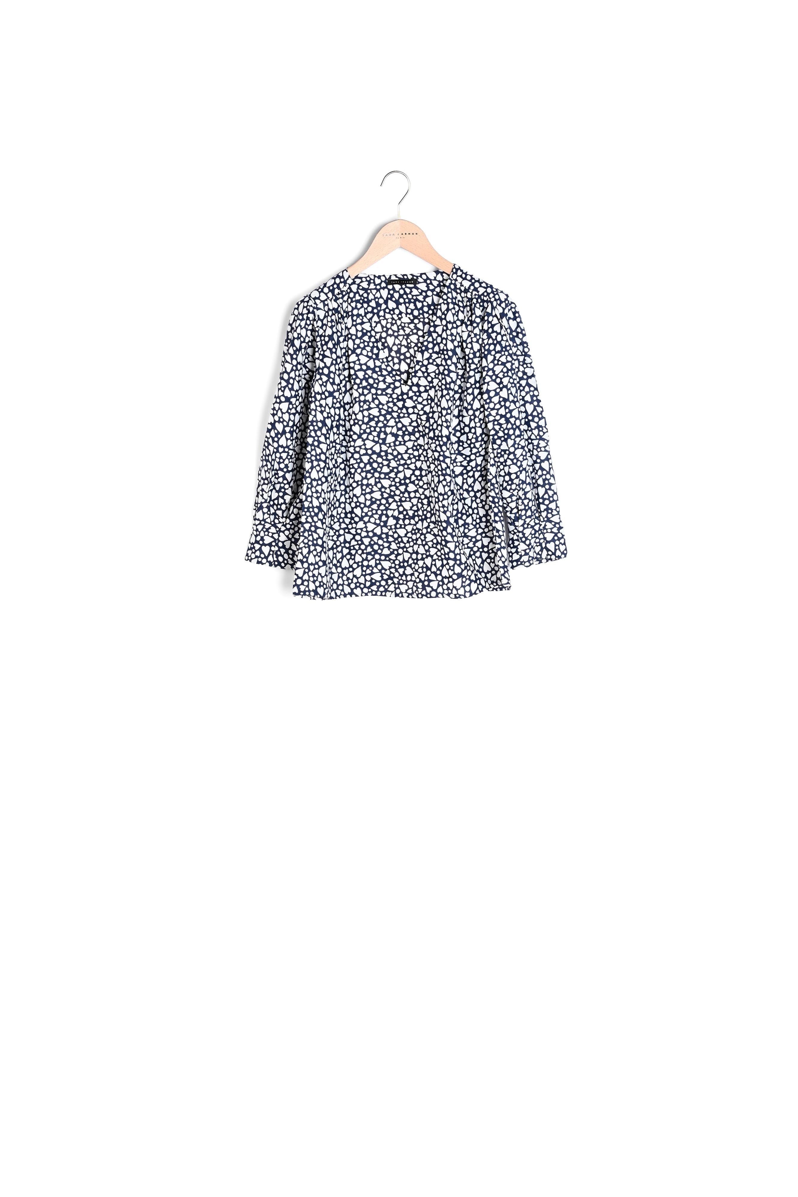 Blouse Thyfene bleu nuit imprimé pois et coeurs Faume - seconde main