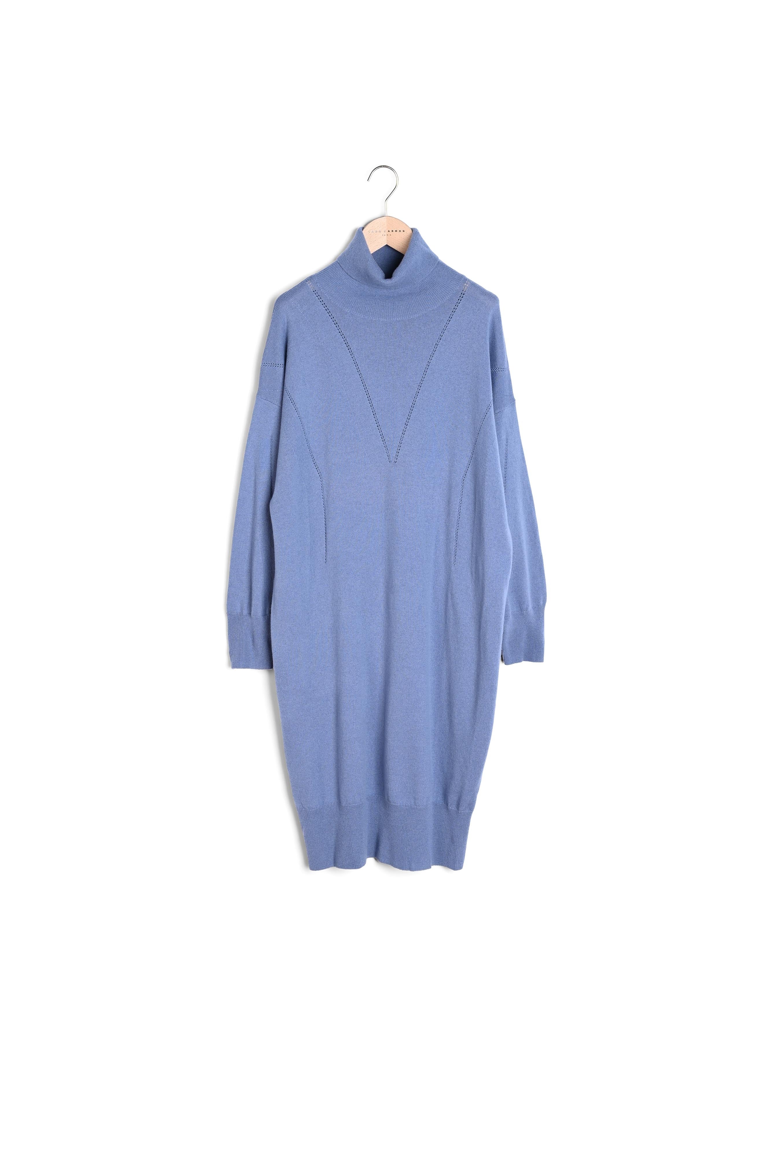 Robe pull Rybbi bleu pastel en merinos et cachemire Faume - seconde main