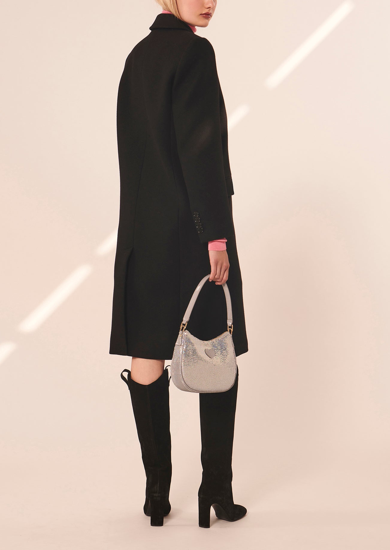 Manteau Marcus noir en drap caban Faume - seconde main