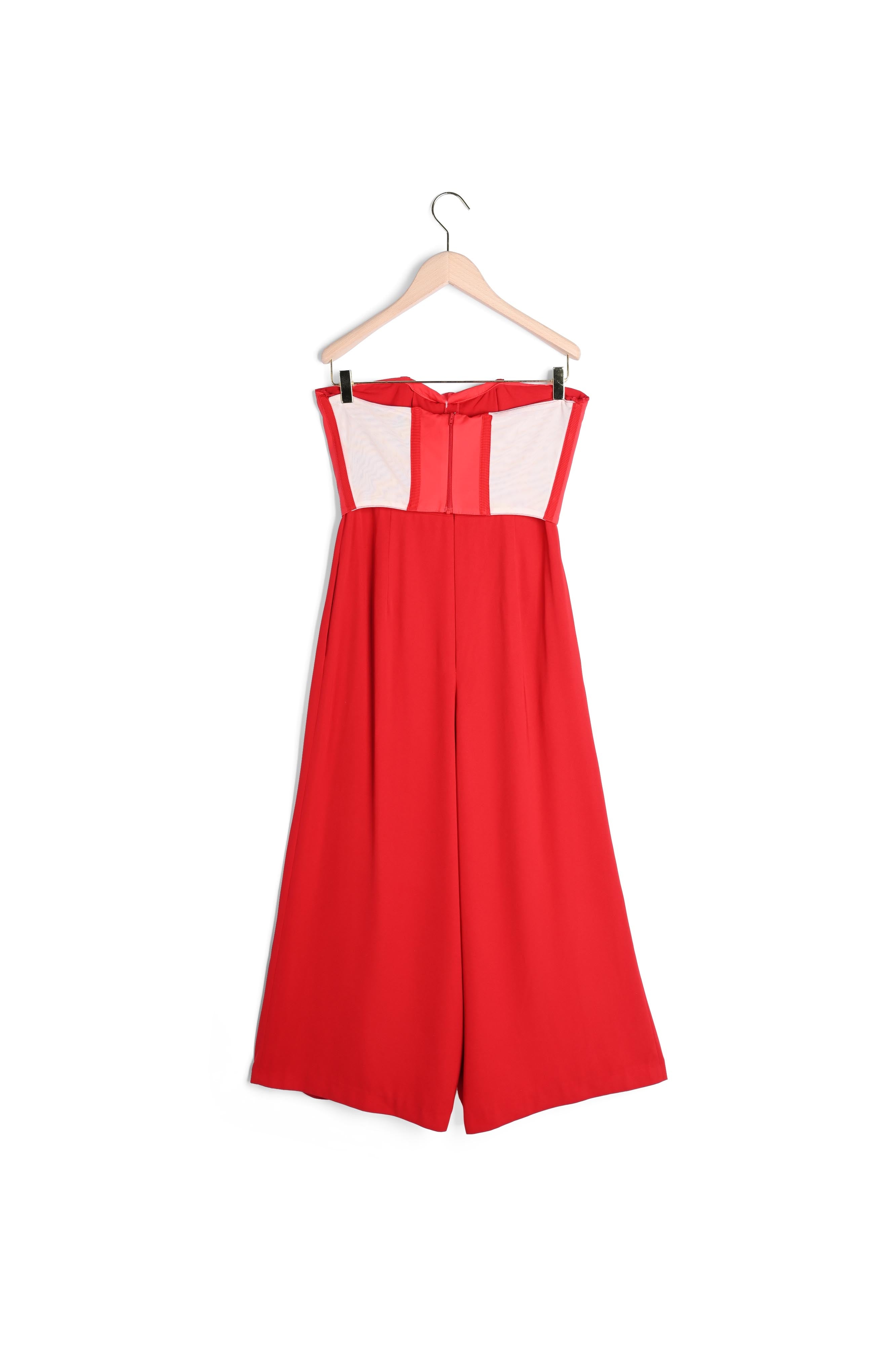 Combinaison-pantalon bustier rouge en crêpe fluide Faume - seconde main