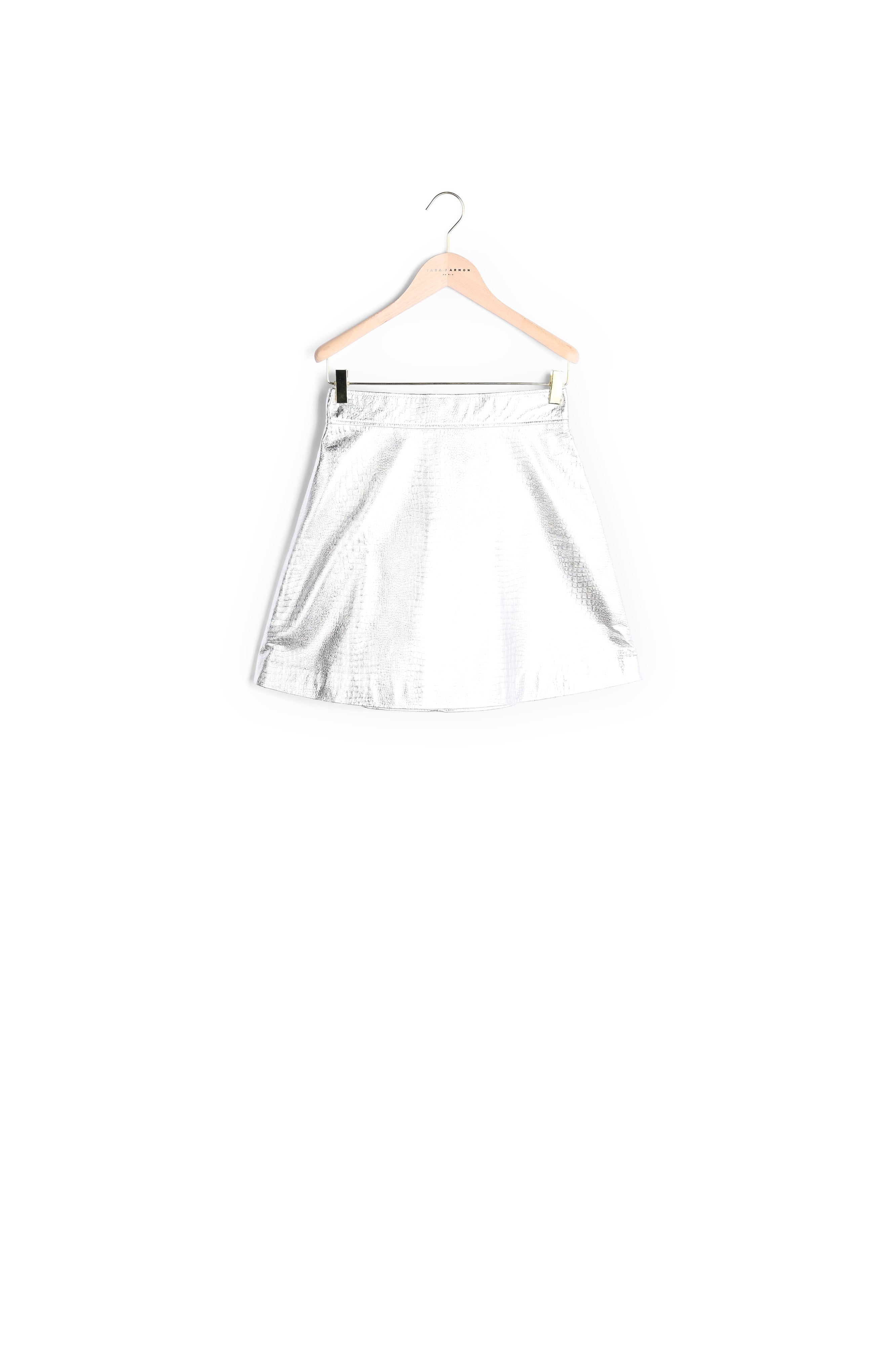 Jupe Jaina argentée en cuir effet croco Faume - seconde main