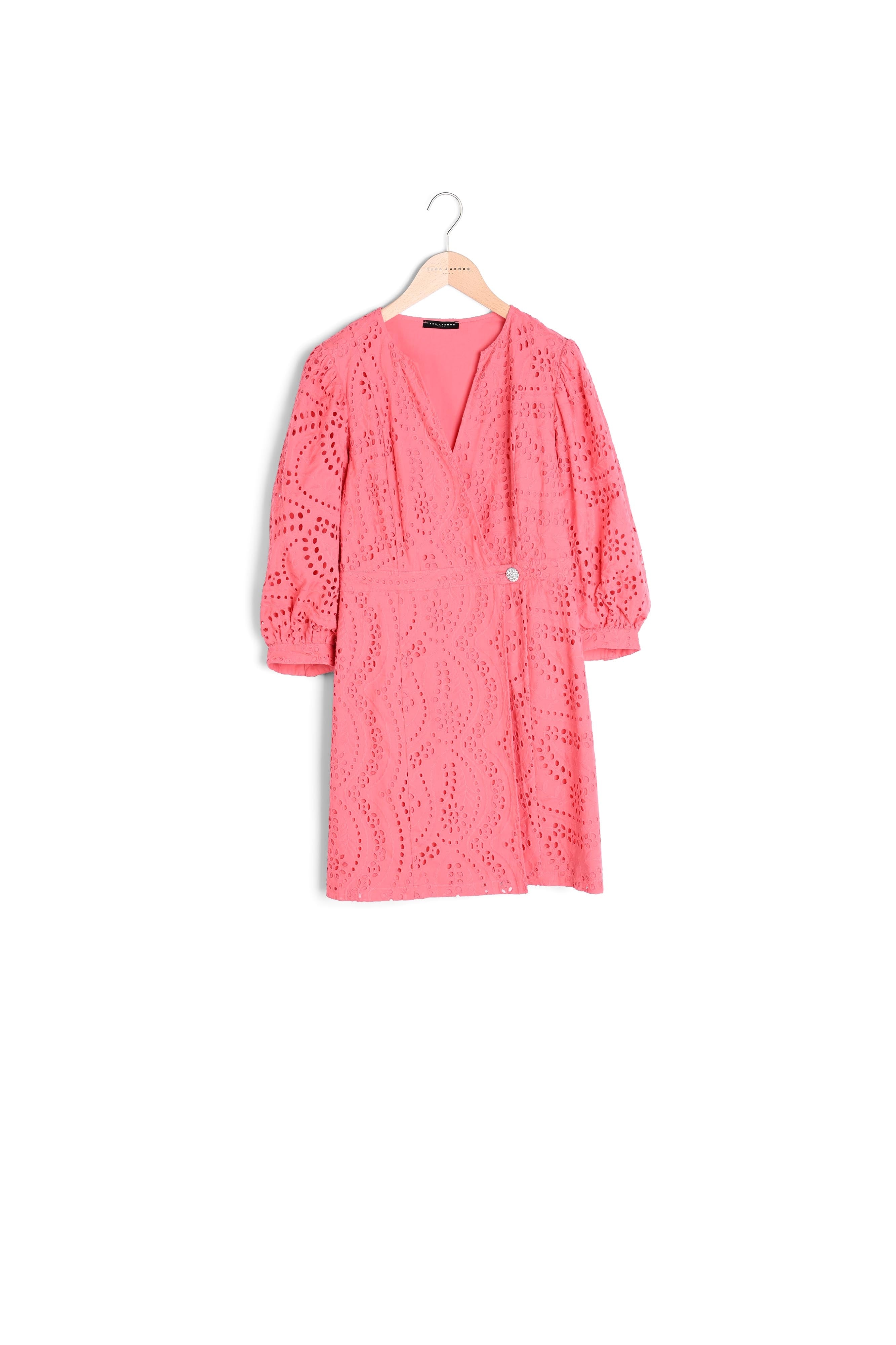 Robe Rosalyn rose en broderie Faume - seconde main