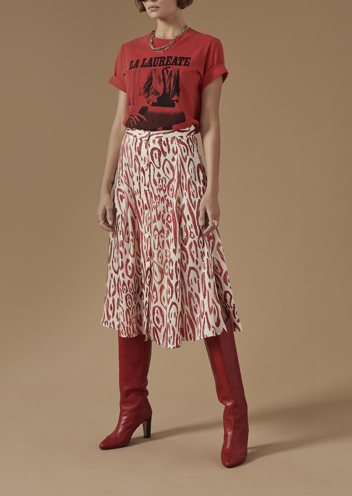 Jupe Jesta écrue imprimé graphique léopard Faume - seconde main