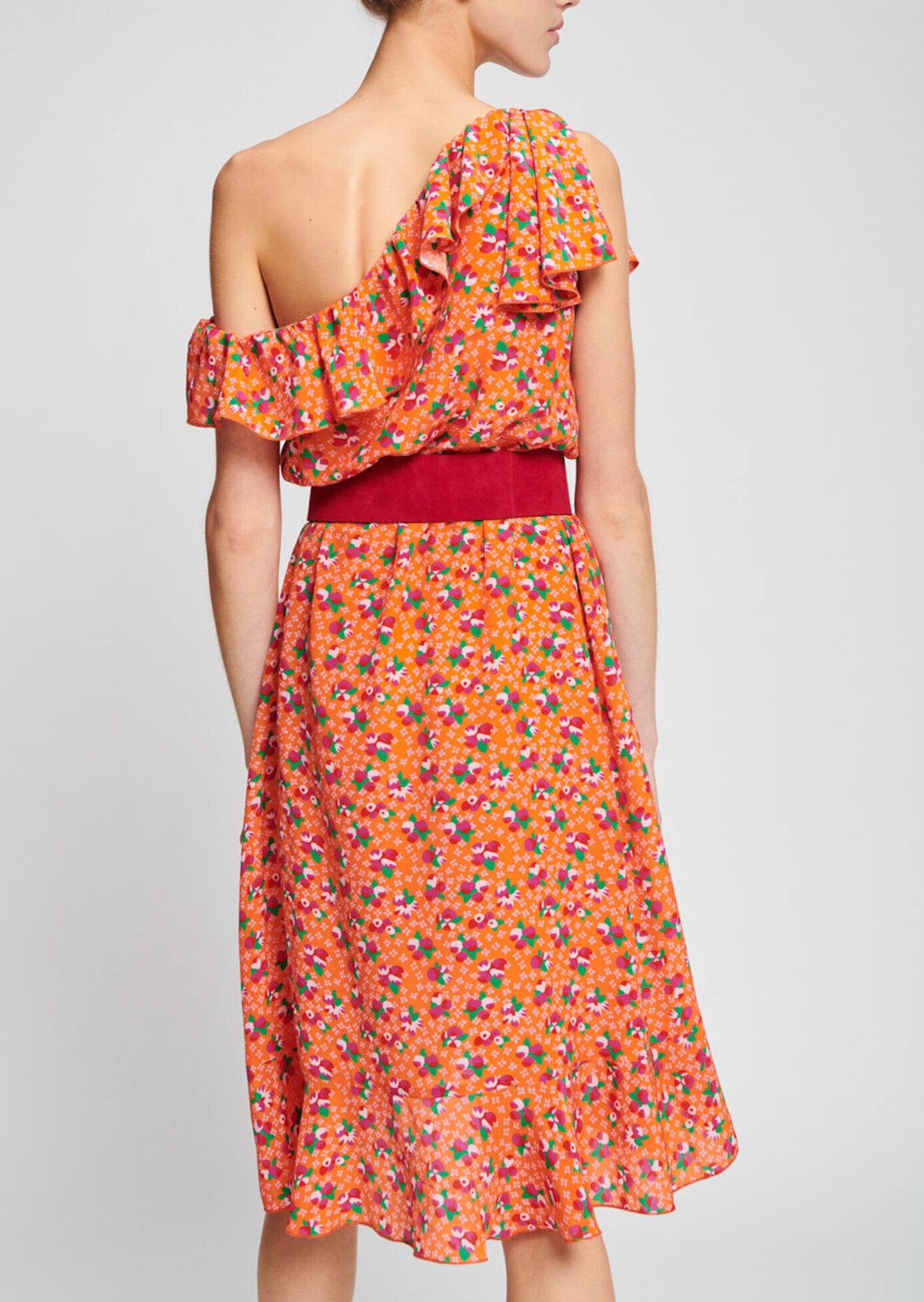 Robe clémentine asymétrique en soie Faume - seconde main