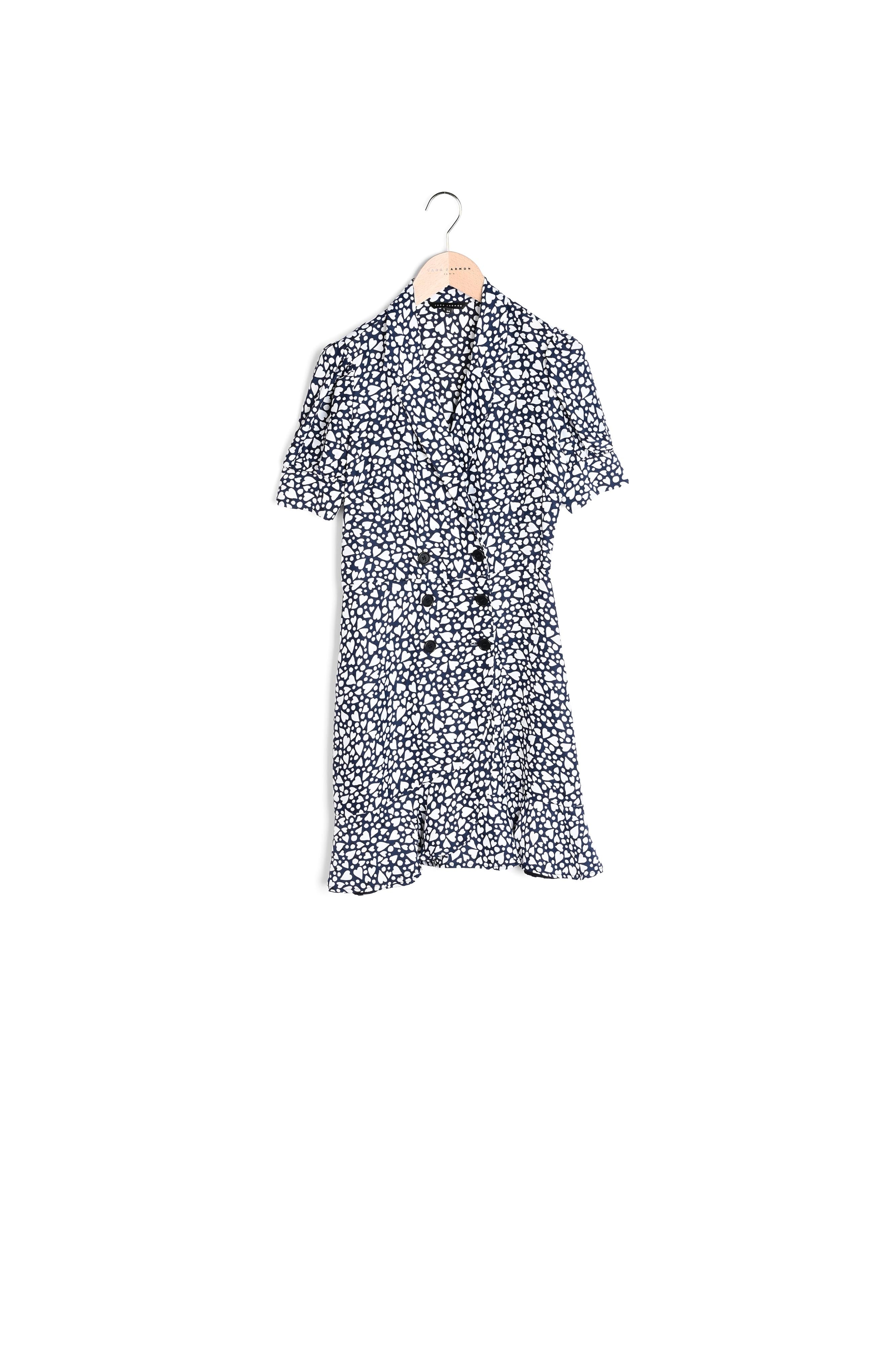 Robe boutonnée Rizaia bleu nuit imprimé coeurs Faume - seconde main