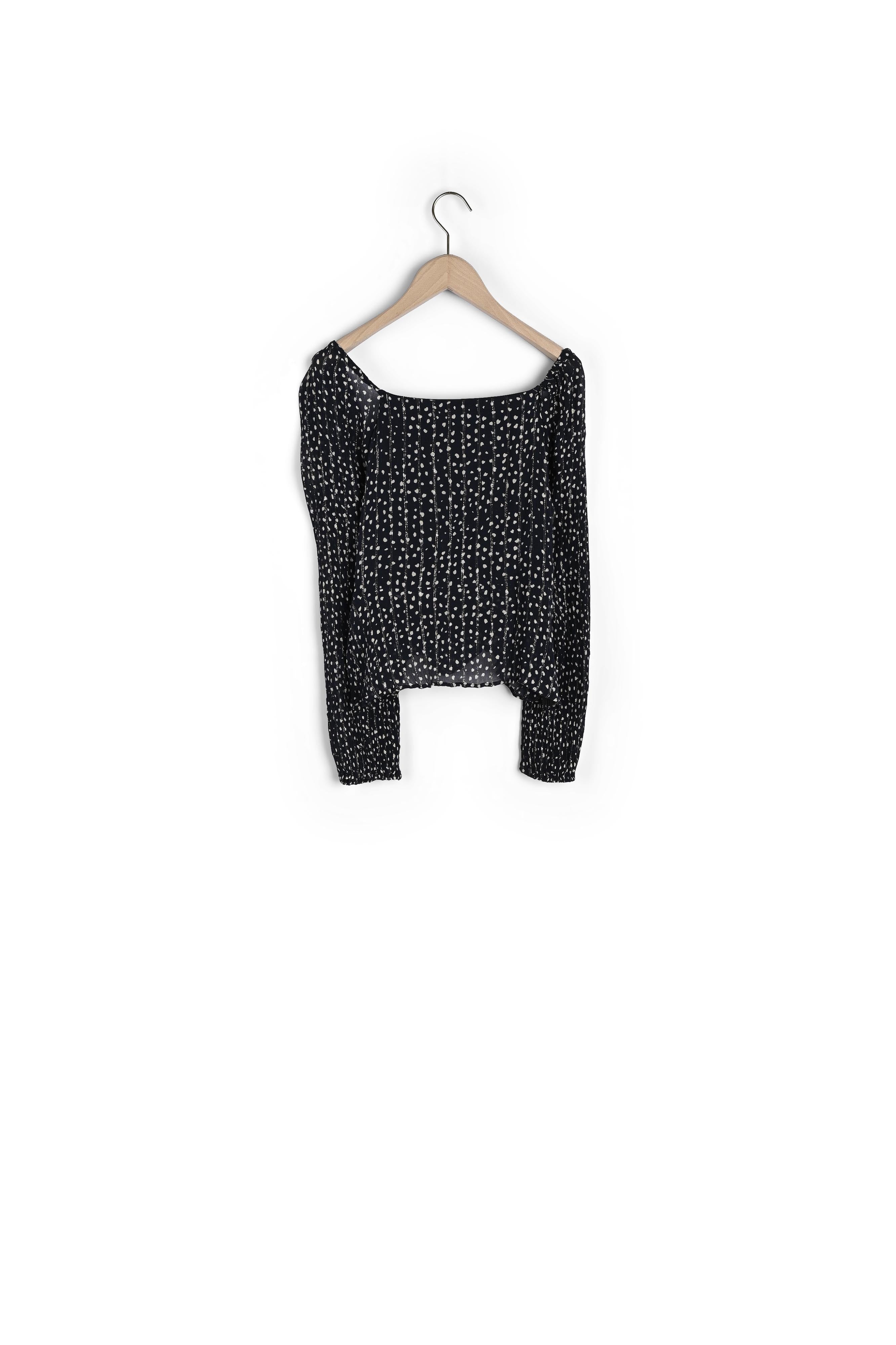 Top esprit cache-coeur Taska imprimé pois coeurs sur viscose crépon lurex noir Faume - seconde main