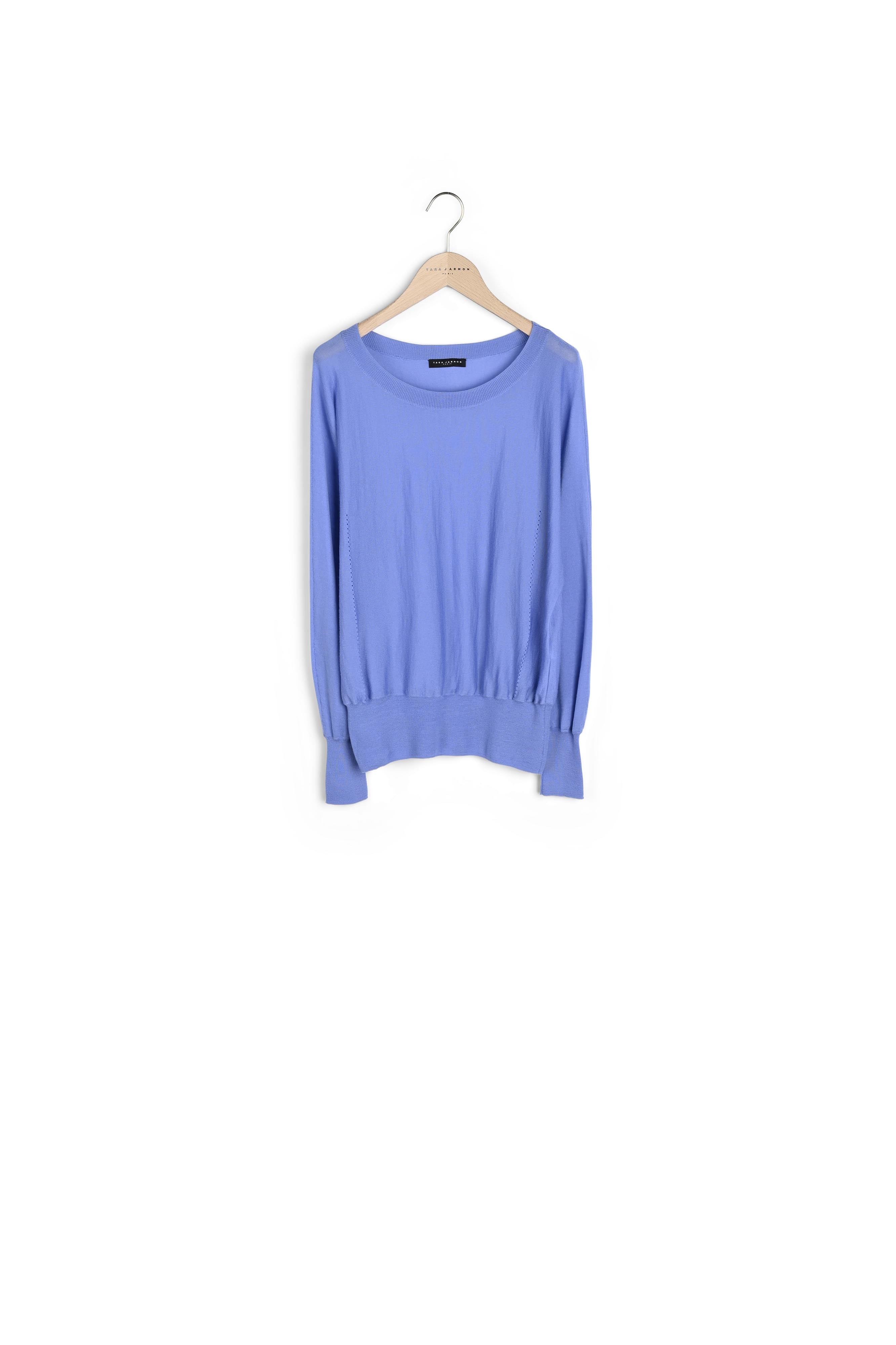 Pull Penelope bleu en merinos extrafin Faume - seconde main