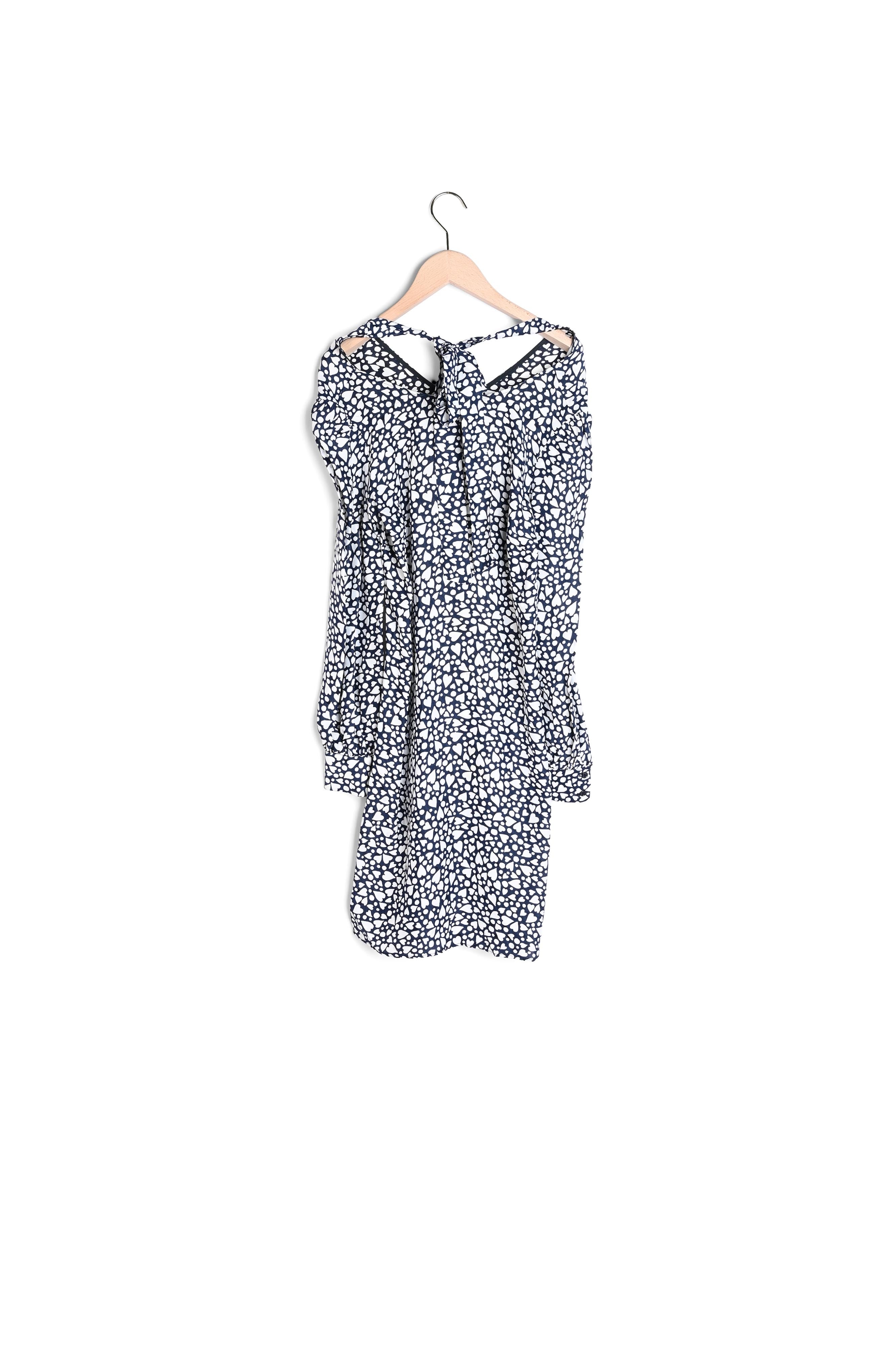 Robe Rosslyn bleu nuit imprimé pois et coeurs Faume - seconde main