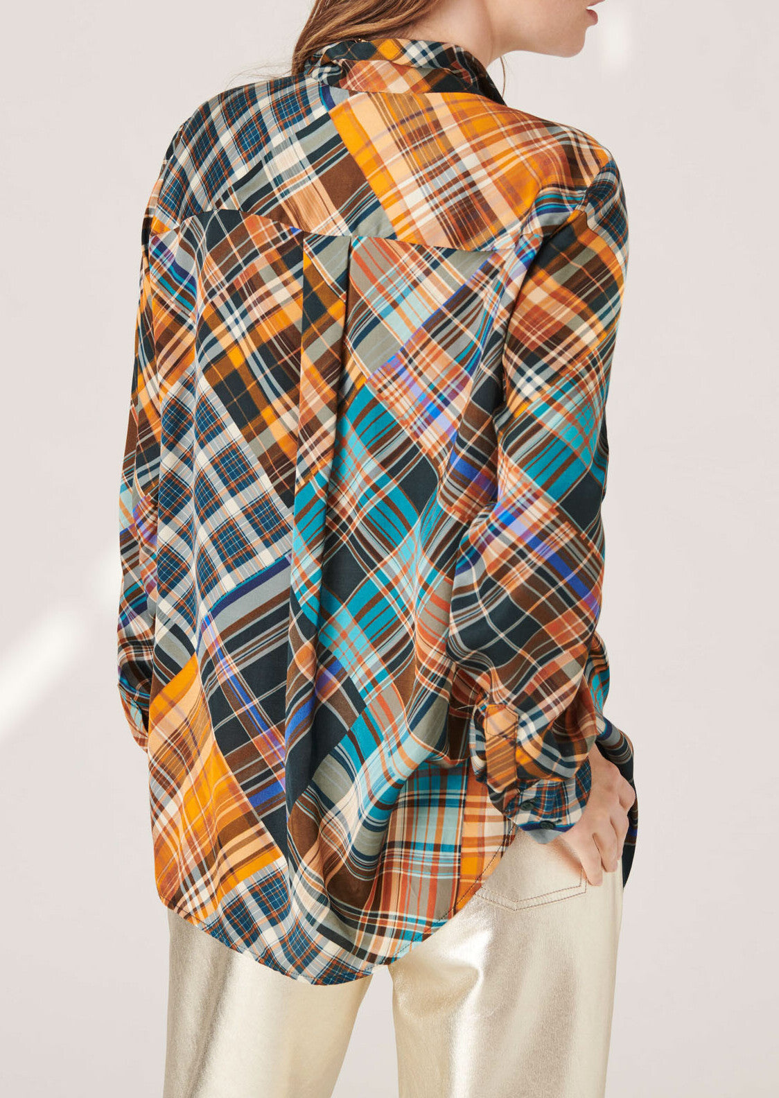 Blouse Titto tartan écossais en satin viscose Faume - seconde main