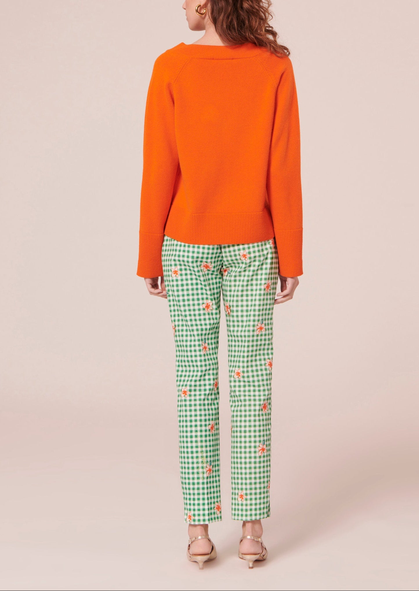 Pull Penelope orange en laine mérinos et alpaga Faume - seconde main