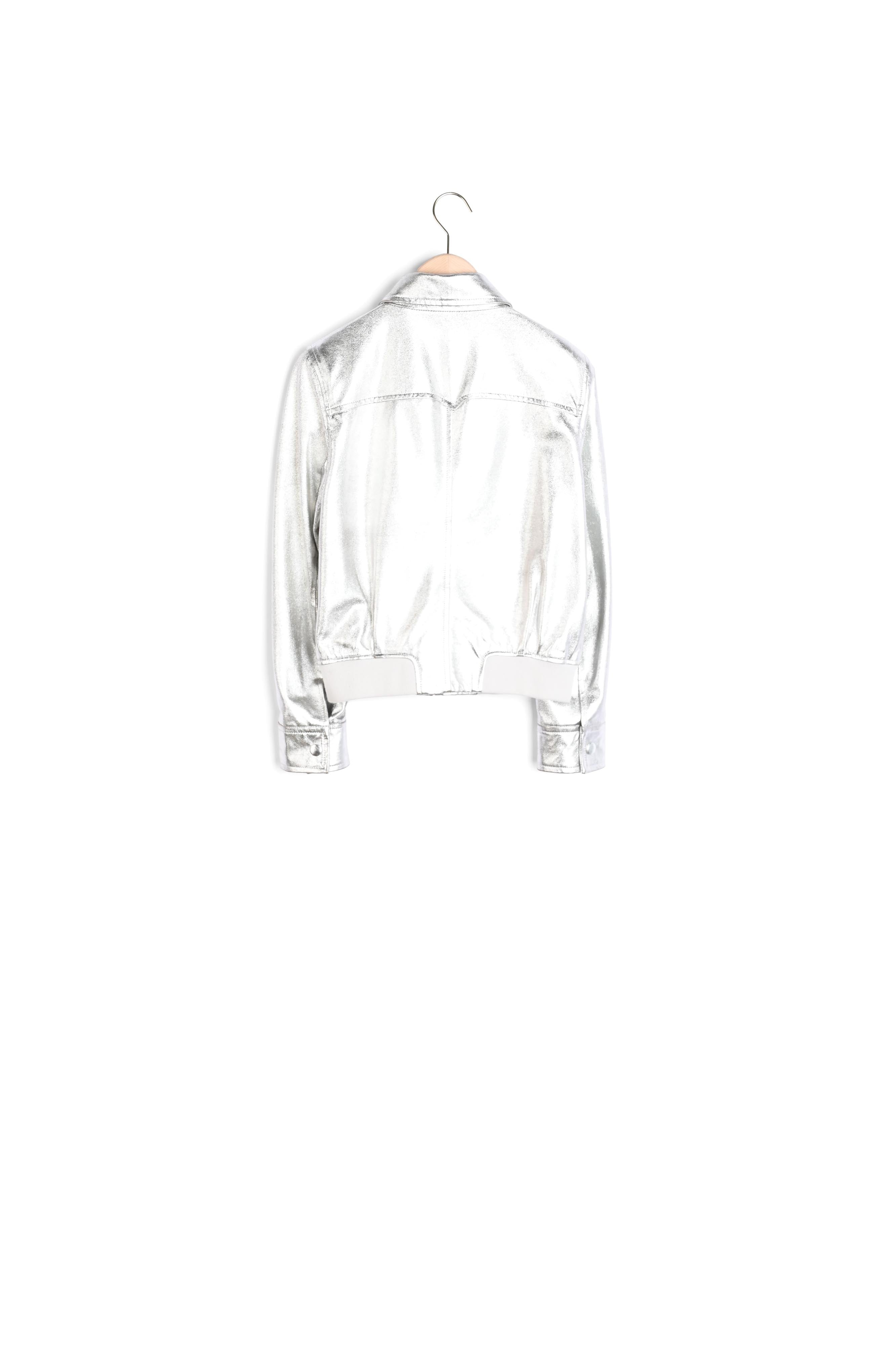 Blouson Vicenzo argenté en cuir Faume - seconde main