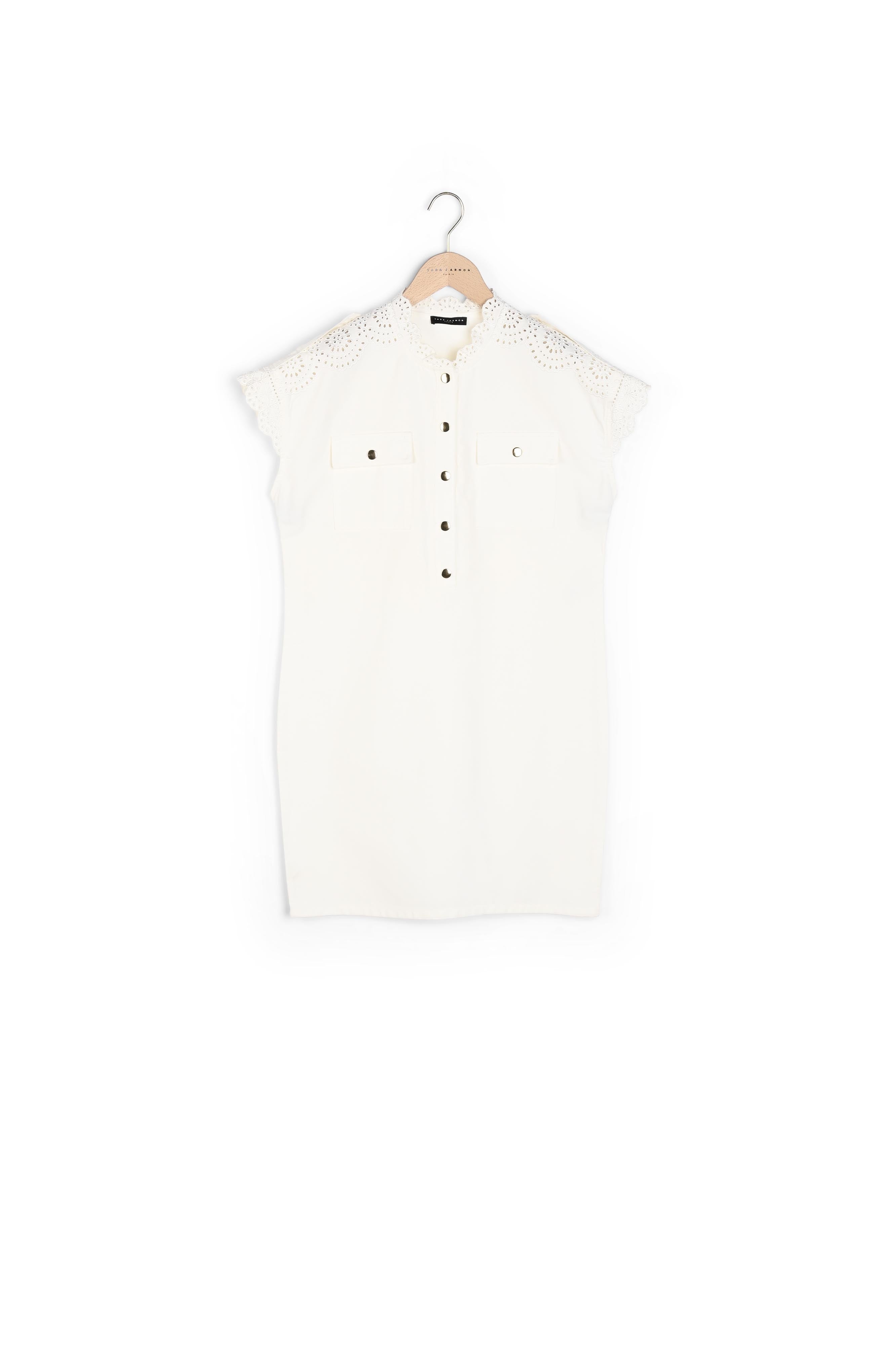 Robe Road blanche brodée en coton Faume - seconde main