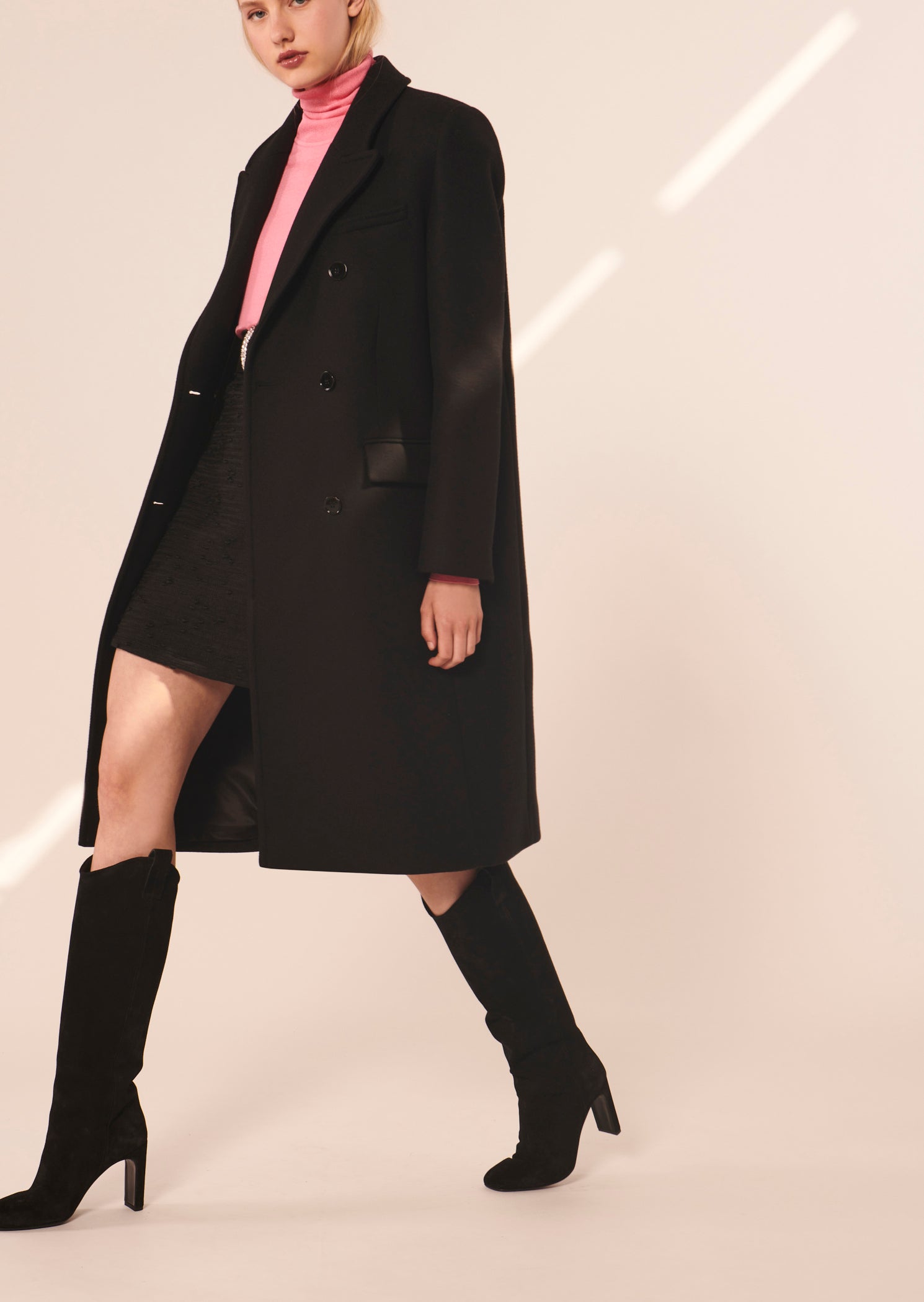 Manteau Marcus noir en drap caban Faume - seconde main