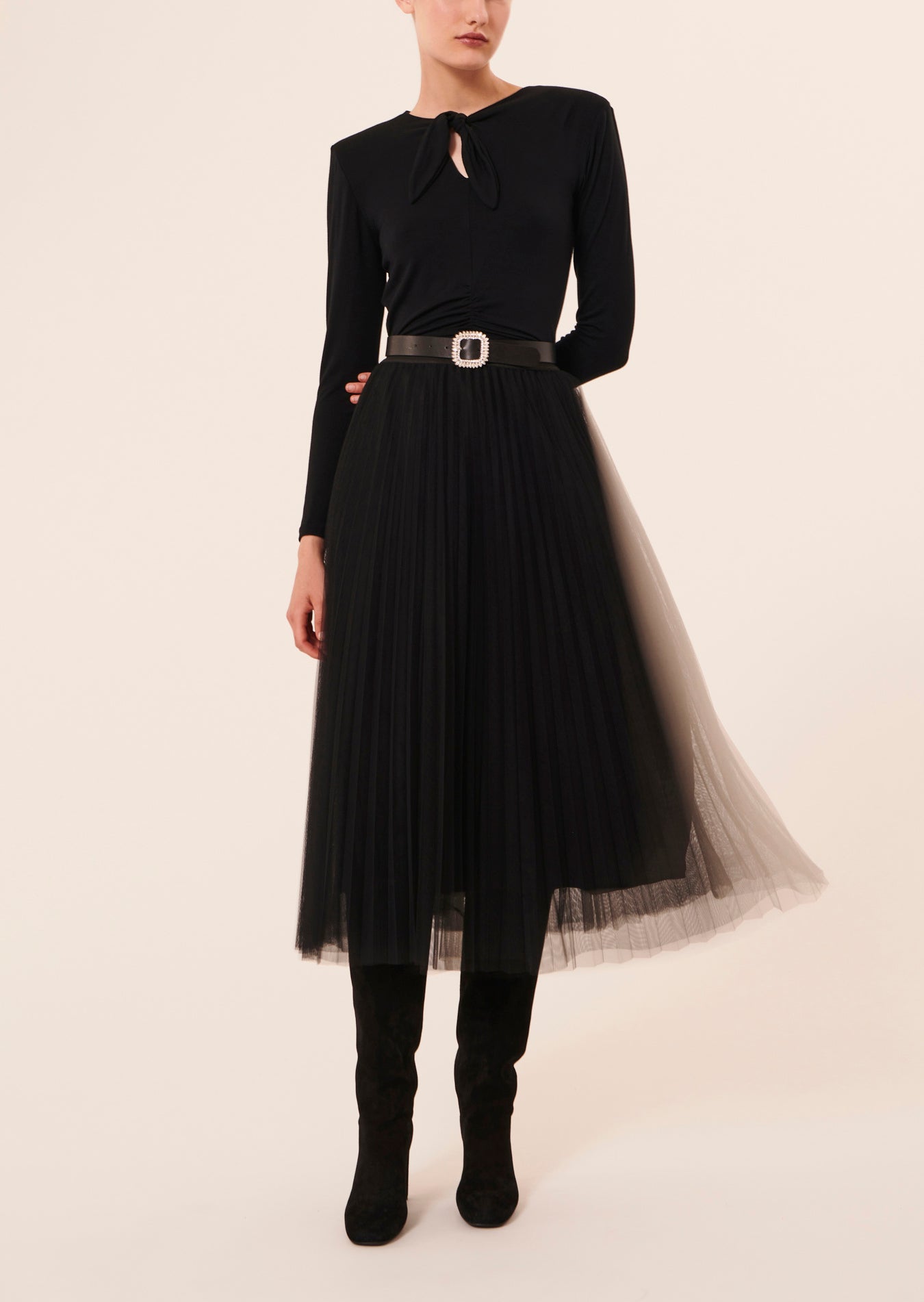 Jupe Juillet noire en tulle plissé Faume - seconde main