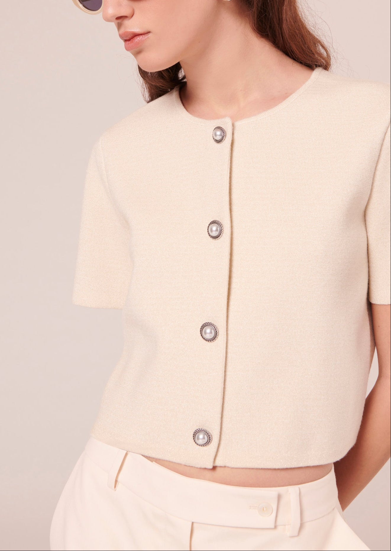 Gilet Glitter doré en maille compacte et lurex Faume - seconde main