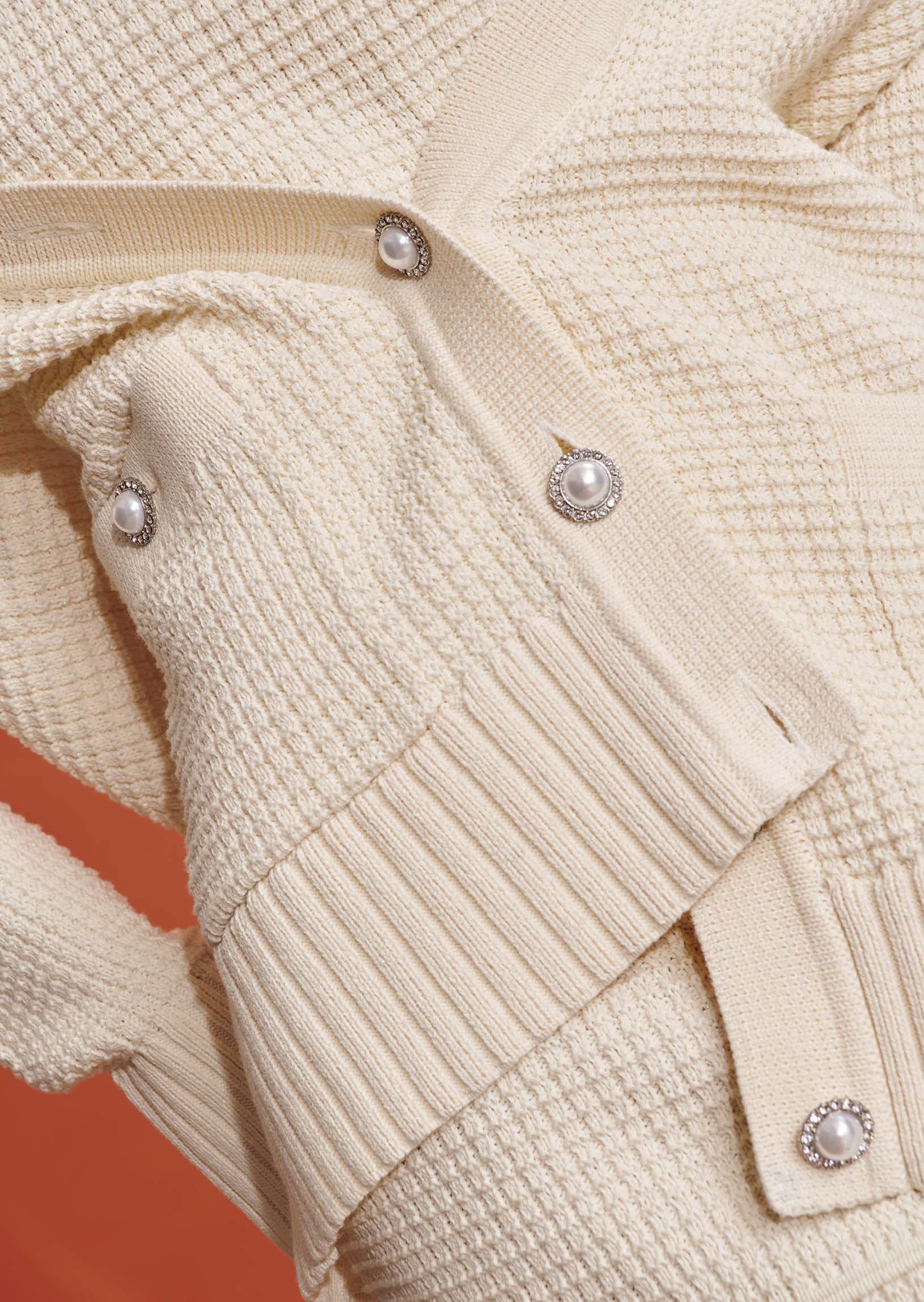 Gilet Gia écru en maille tweedée Faume - seconde main