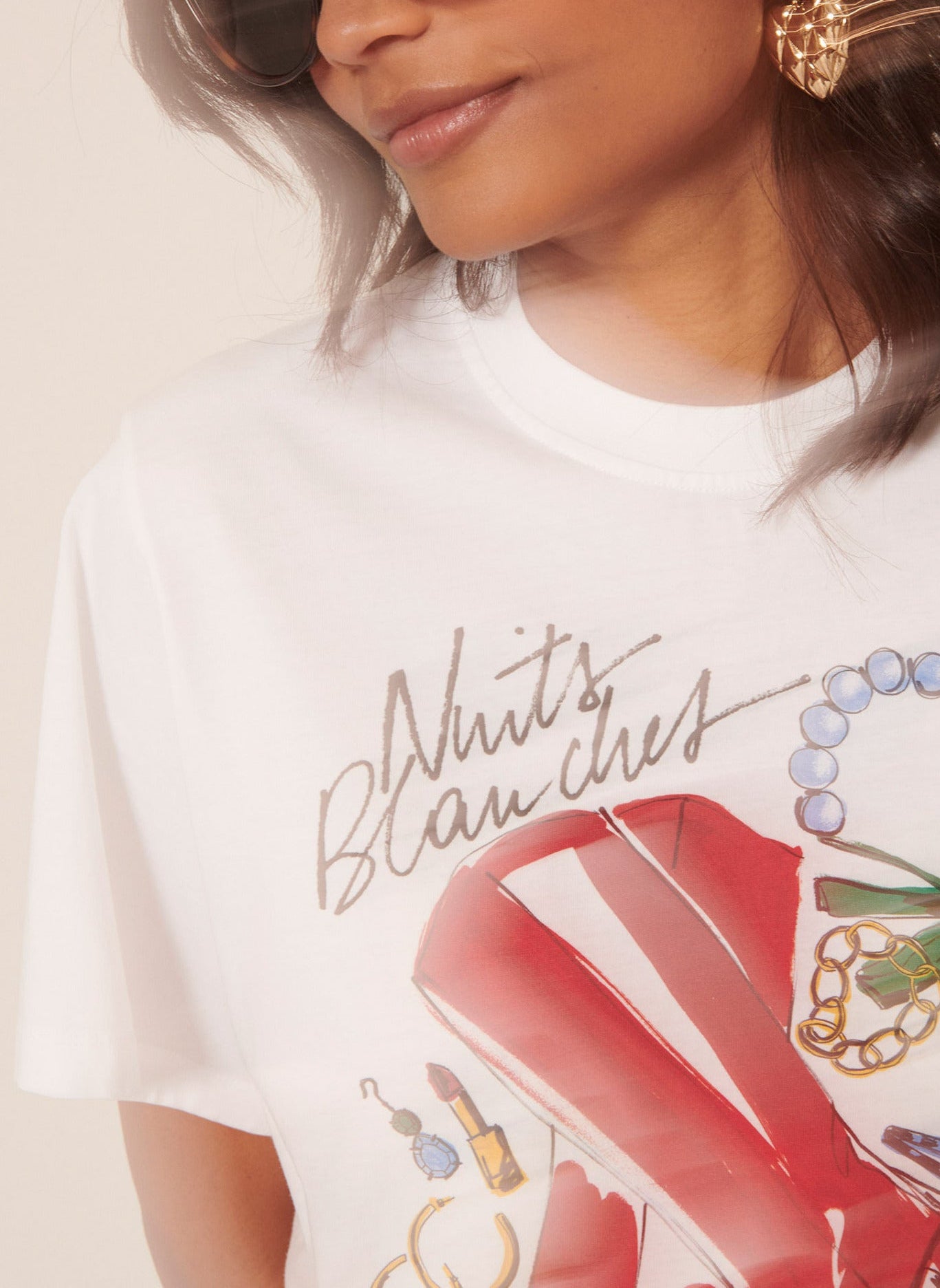 T-shirt Trendy blanc imprimé en jersey Faume - seconde main